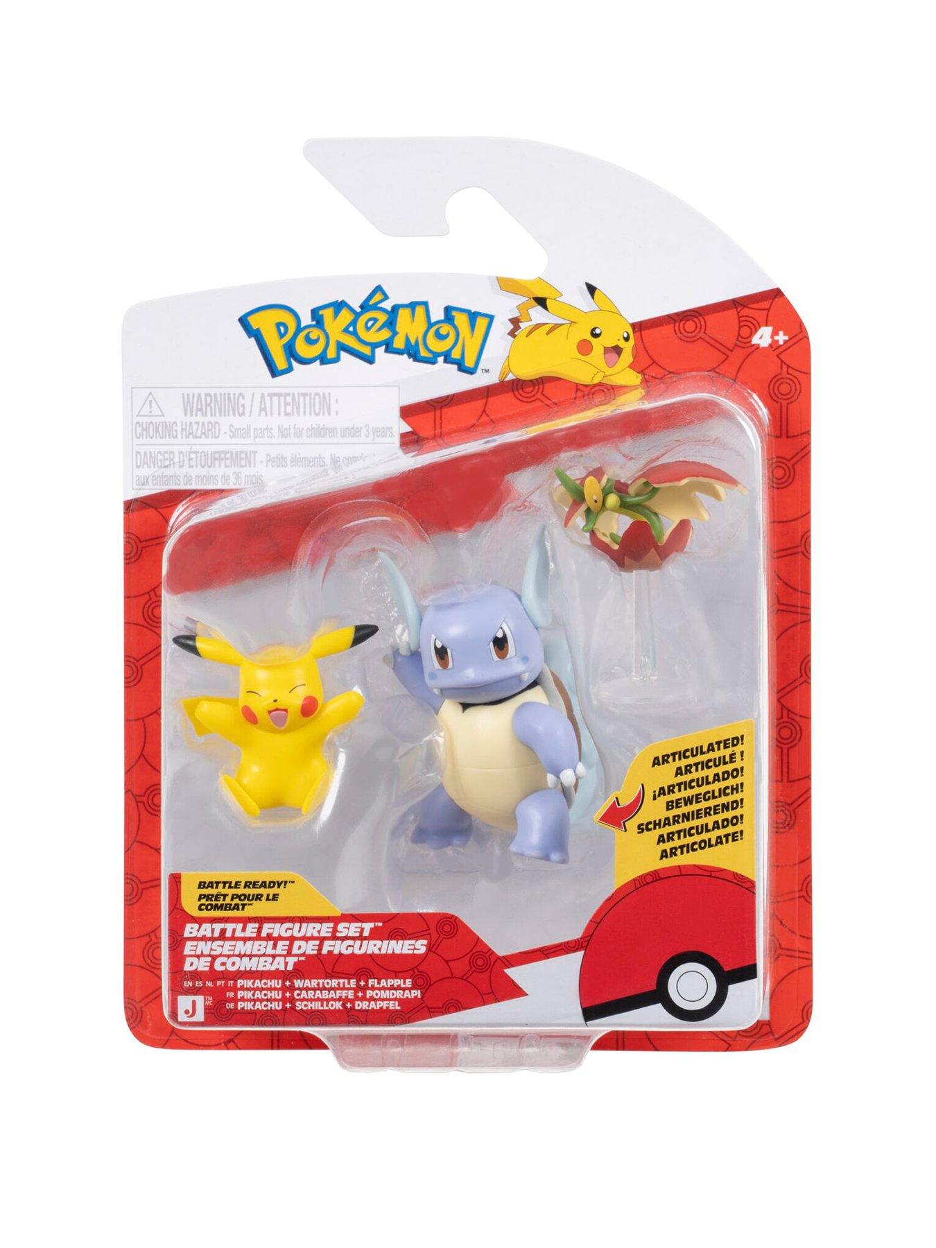 Image 1 of 6 of Pokemon Battle Figure 3 Pack - Features 2-Inch Pikachu and Flapple and 3-Inch Wartortle Battle Figures