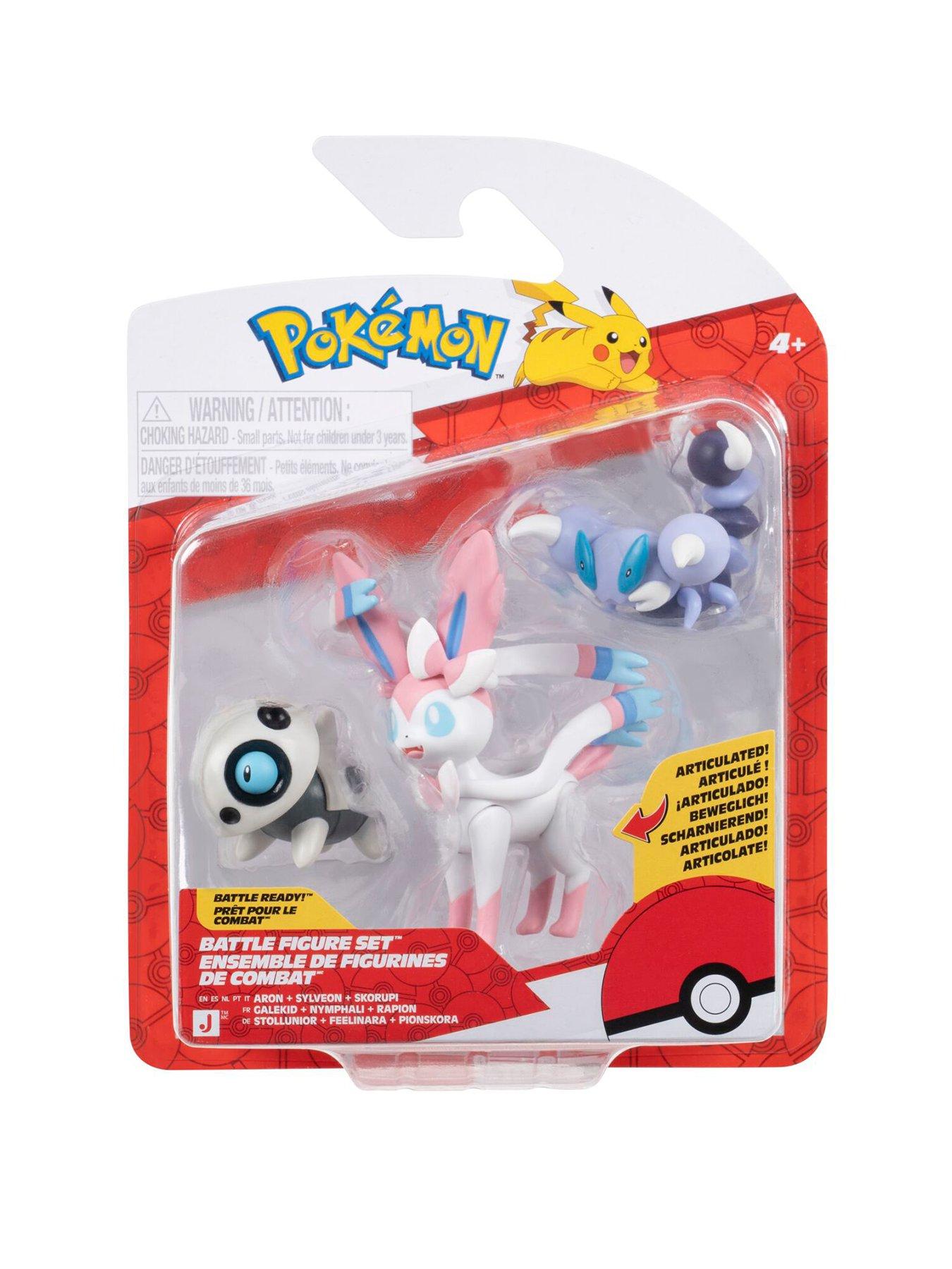 Pokemon Battle Figure 3 Pack - Features 2-Inch Aron and Skorupi and 3-Inch Sylveon Battle Figures