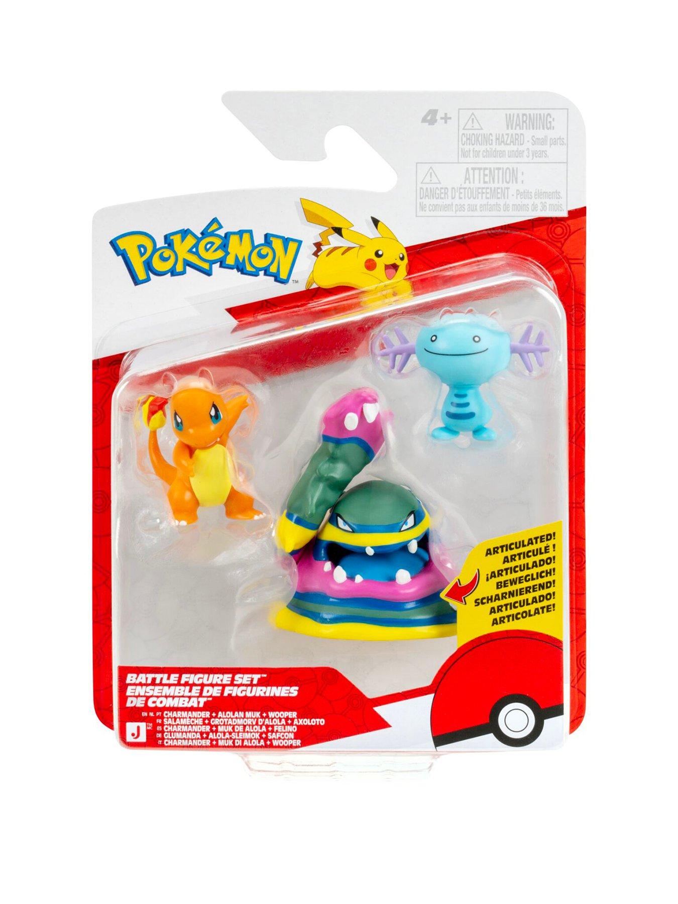 Pokemon Battle Figure 3 Pack - Features 2-Inch Charmander and Wooper and 3-Inch Alolan Muk Battle Figures
