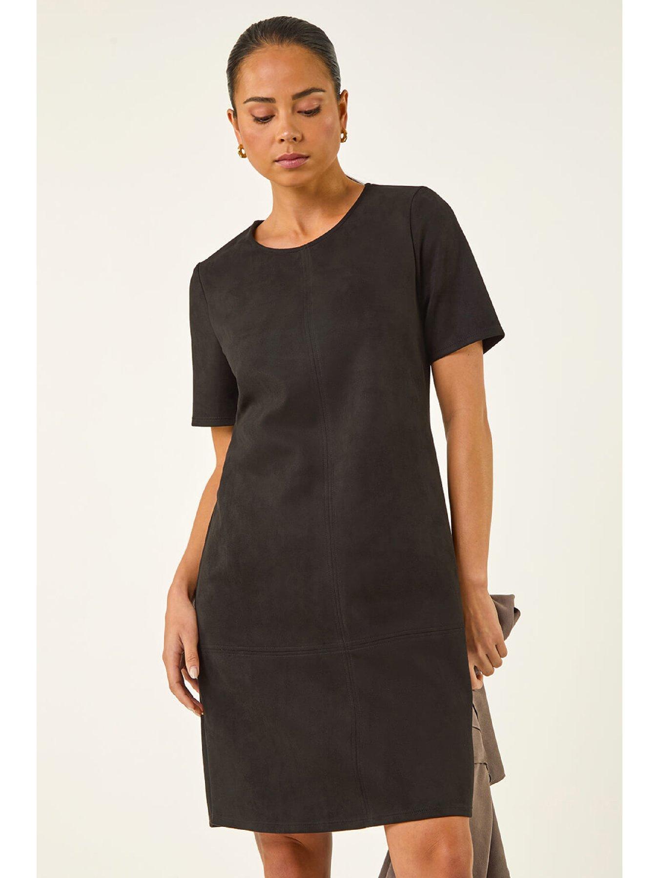 Roman Petite Faux Suede Stretch Shift Dress