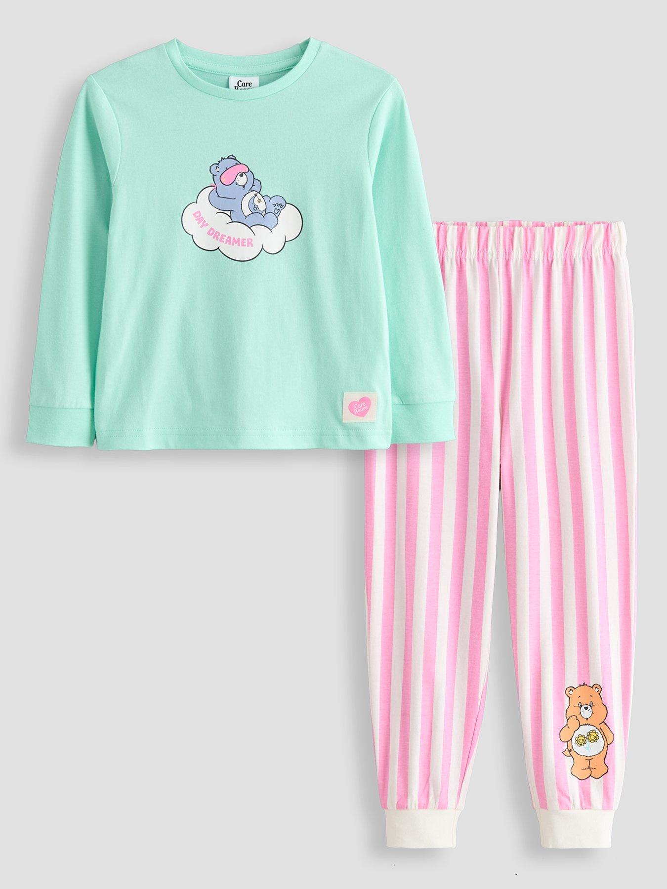 Image 1 of 5 of The Very Collection Care Bears Stripe Long Sleeve Pyjama Set - Green