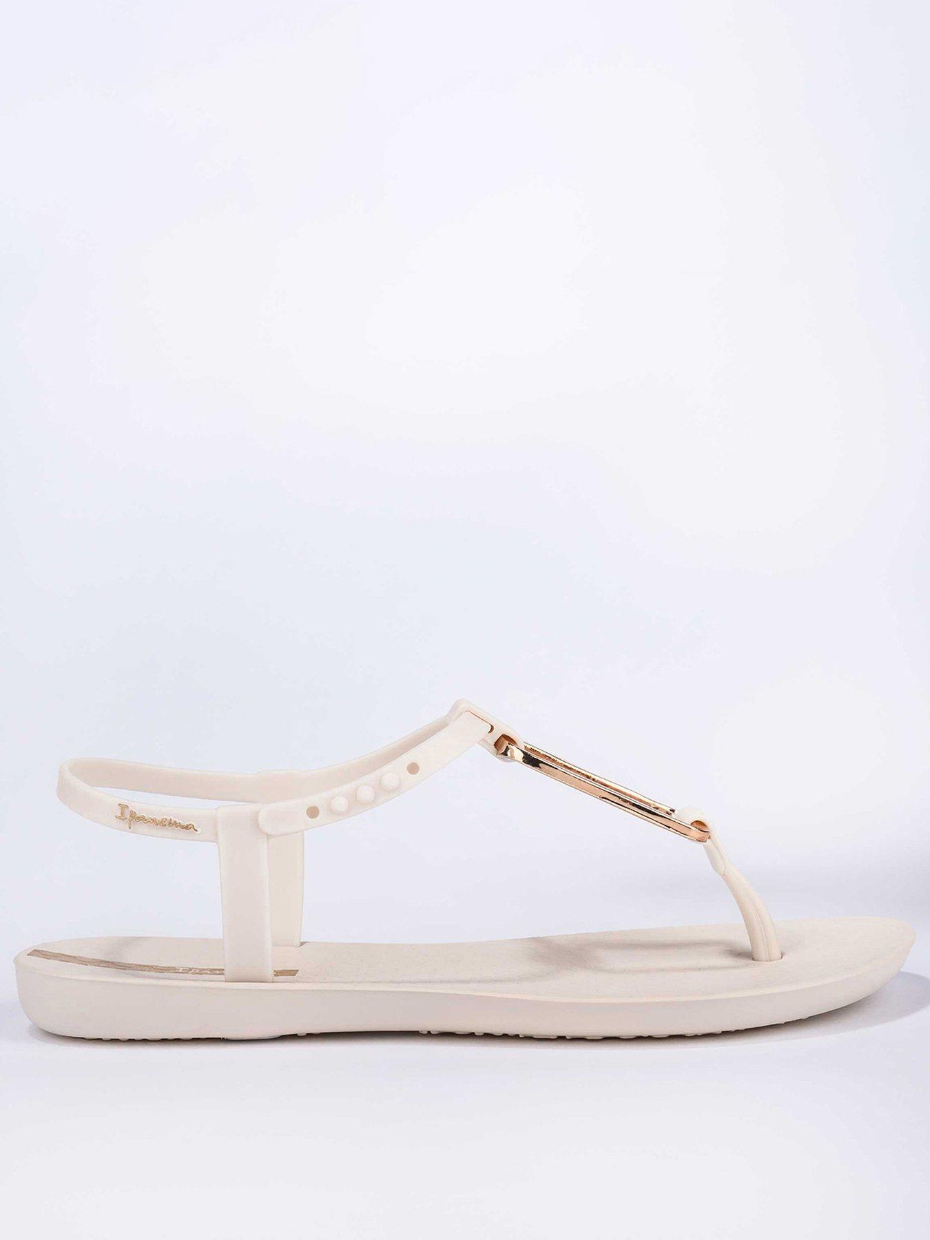 Ipanema Class Modern Metal Hardware Sandal - Beige
