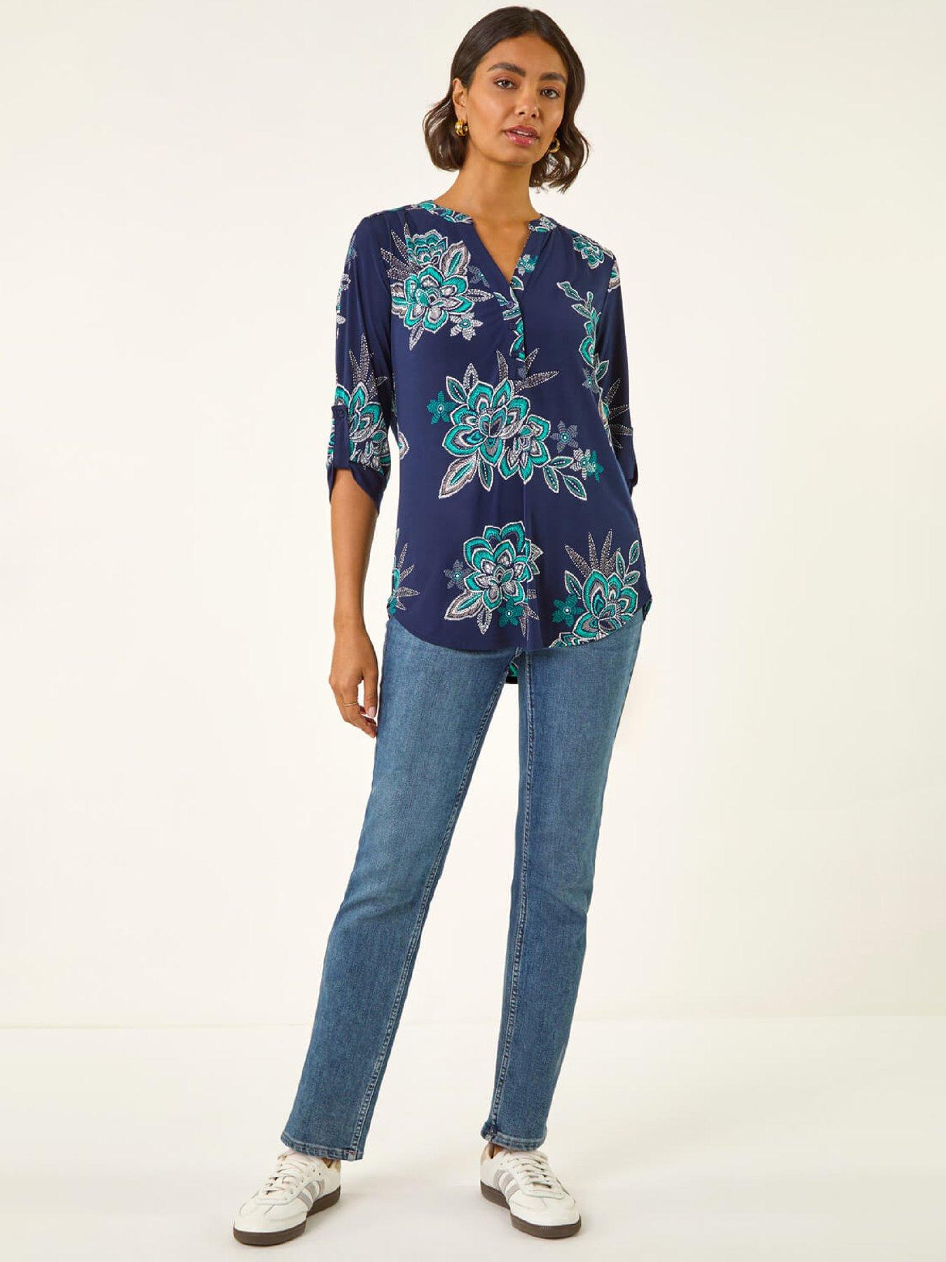 Image 3 of 5 of Roman Floral Puff Print Stretch Shirt