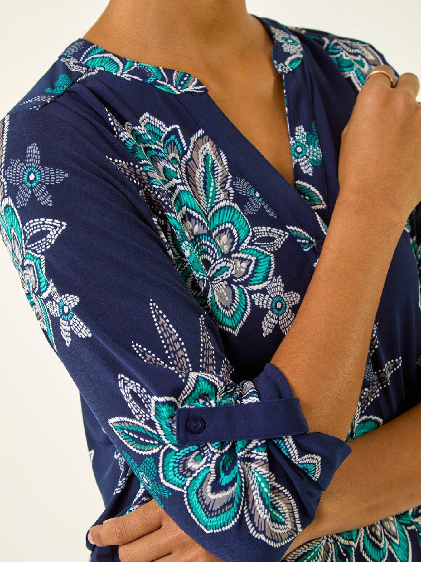 Image 5 of 5 of Roman Floral Puff Print Stretch Shirt