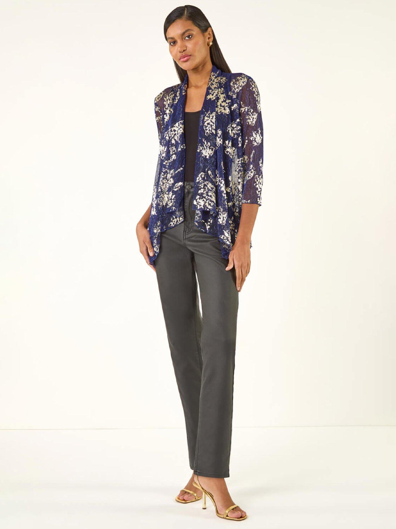 Image 3 of 4 of Roman Floral Plisse Jersey Cardigan