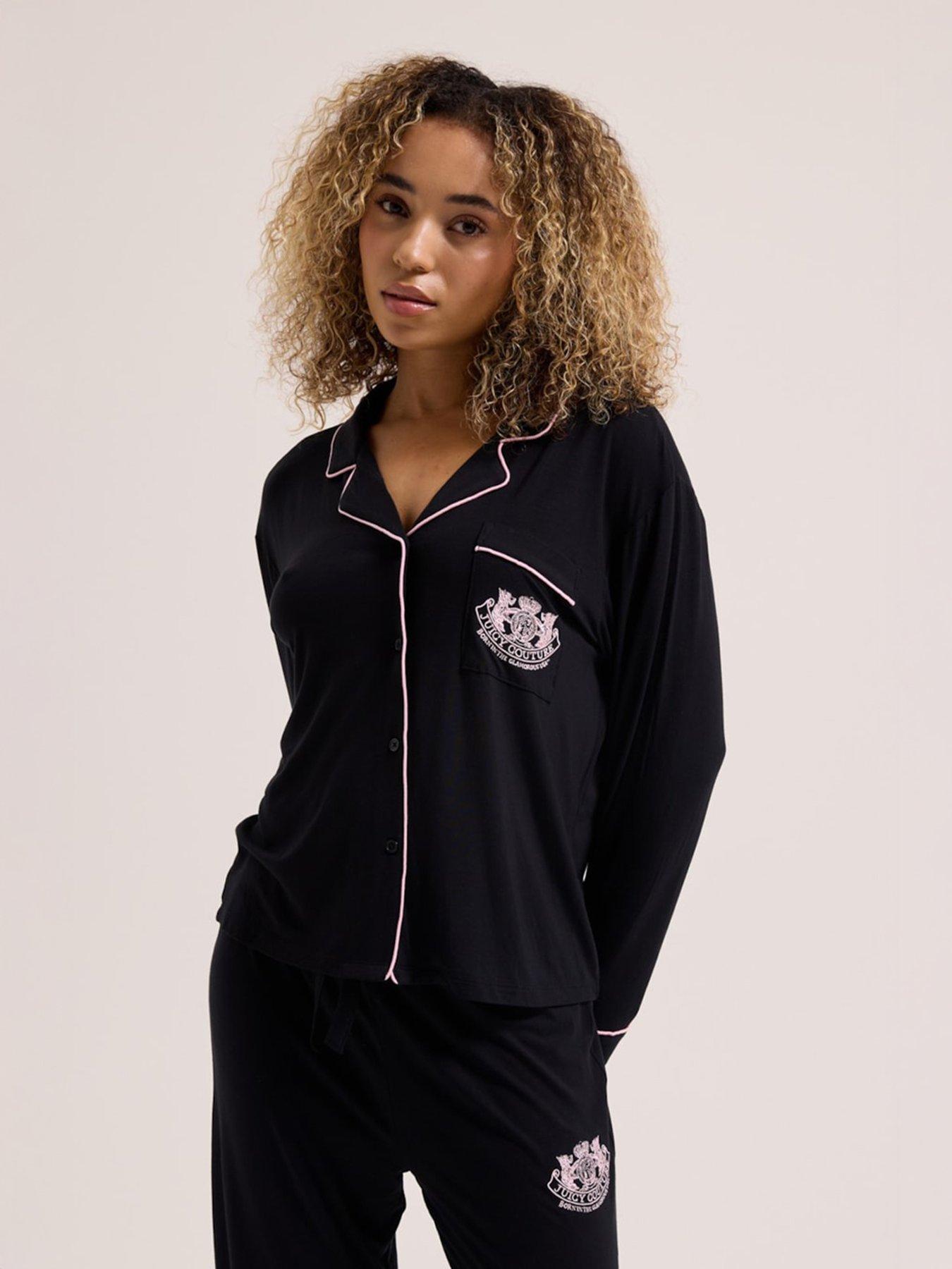 Image 1 of 5 of Juicy Couture Long Sleeve Pyjamas - Black