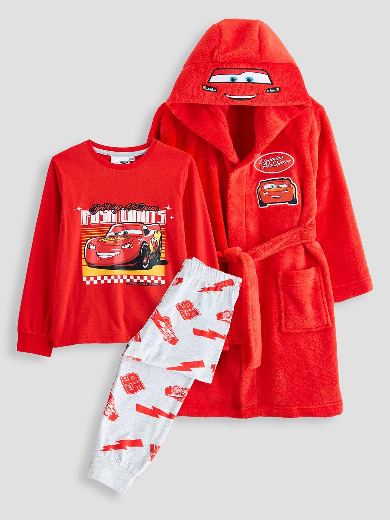 Image 1 of 6 of The Very Collection Boys Lightning McQueen Dressing Gown &amp; Pyjamas Set (12 Months - 7 Years) - Red
