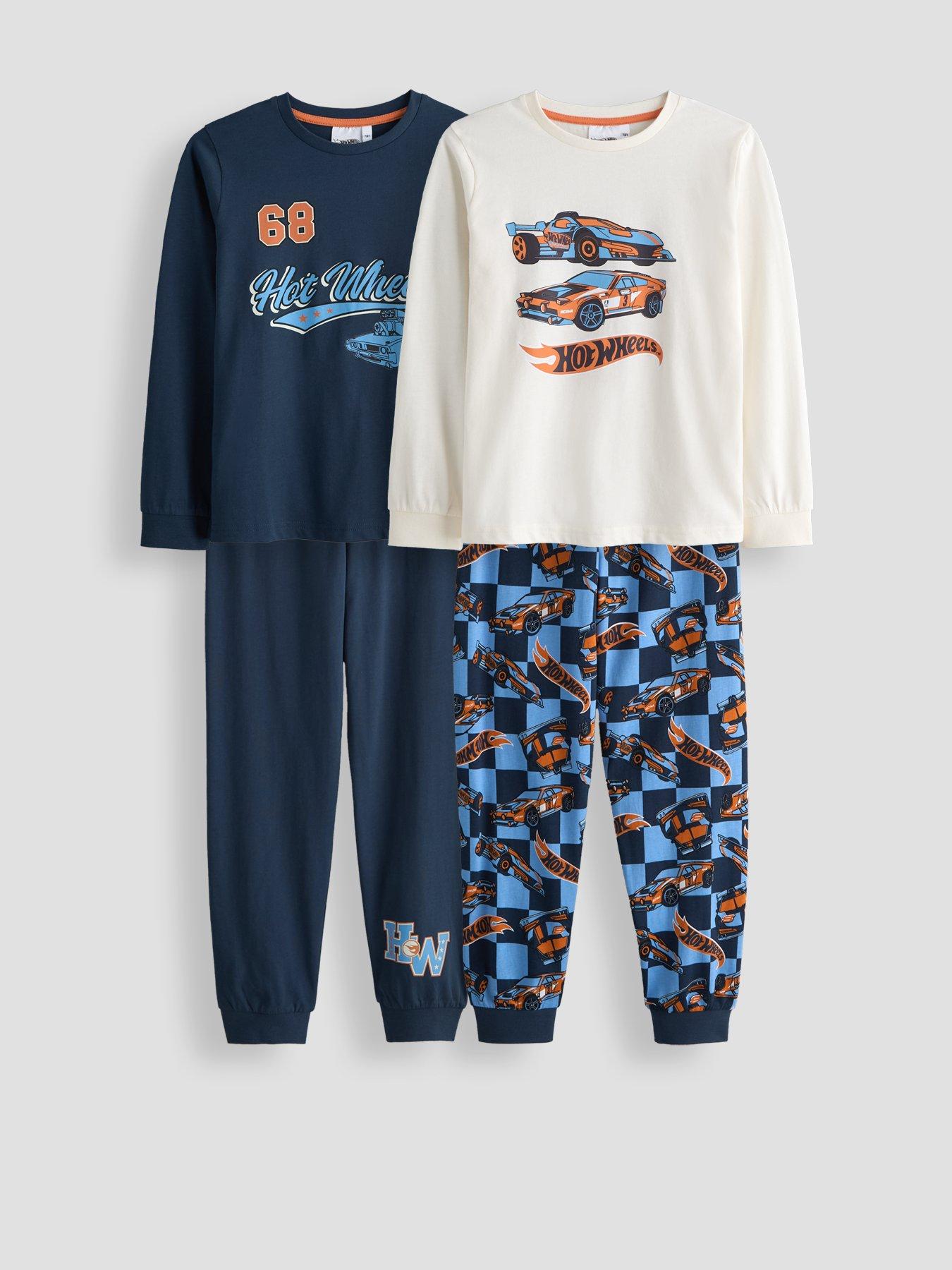 Image 1 of 5 of The Very Collection 2 Pack Hot Wheels Long Sleeve Pyjama Set - Navy