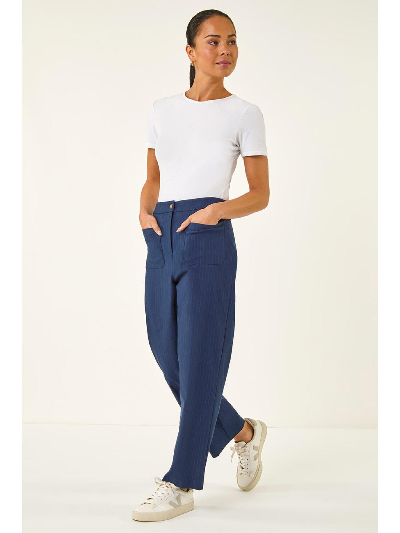 Roman Stripe Print Bengaline Stretch Trouser
