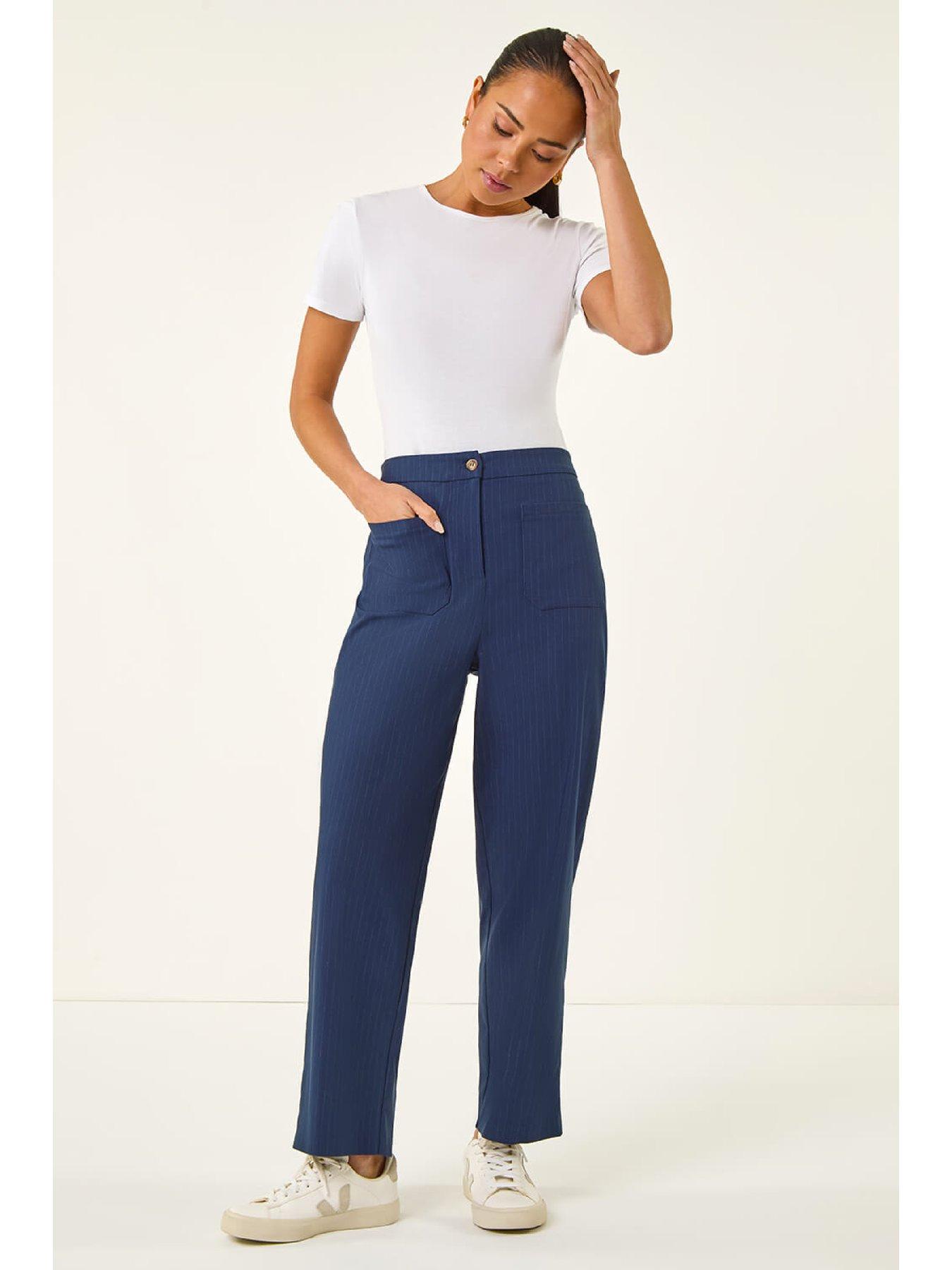 Image 3 of 5 of Roman Stripe Print Bengaline Stretch Trouser