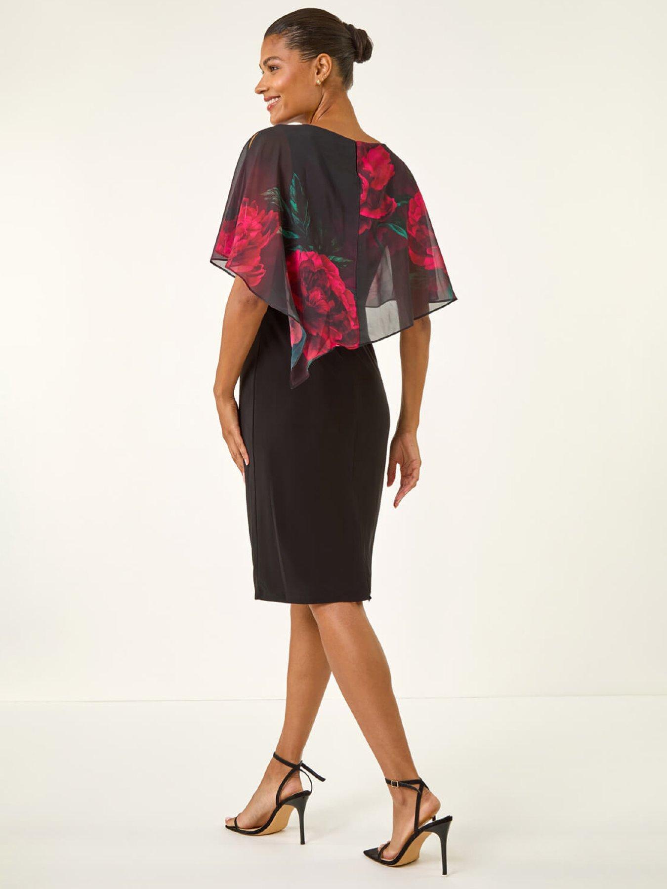 Image 2 of 5 of Roman Floral Overlay Premium Stretch Dress