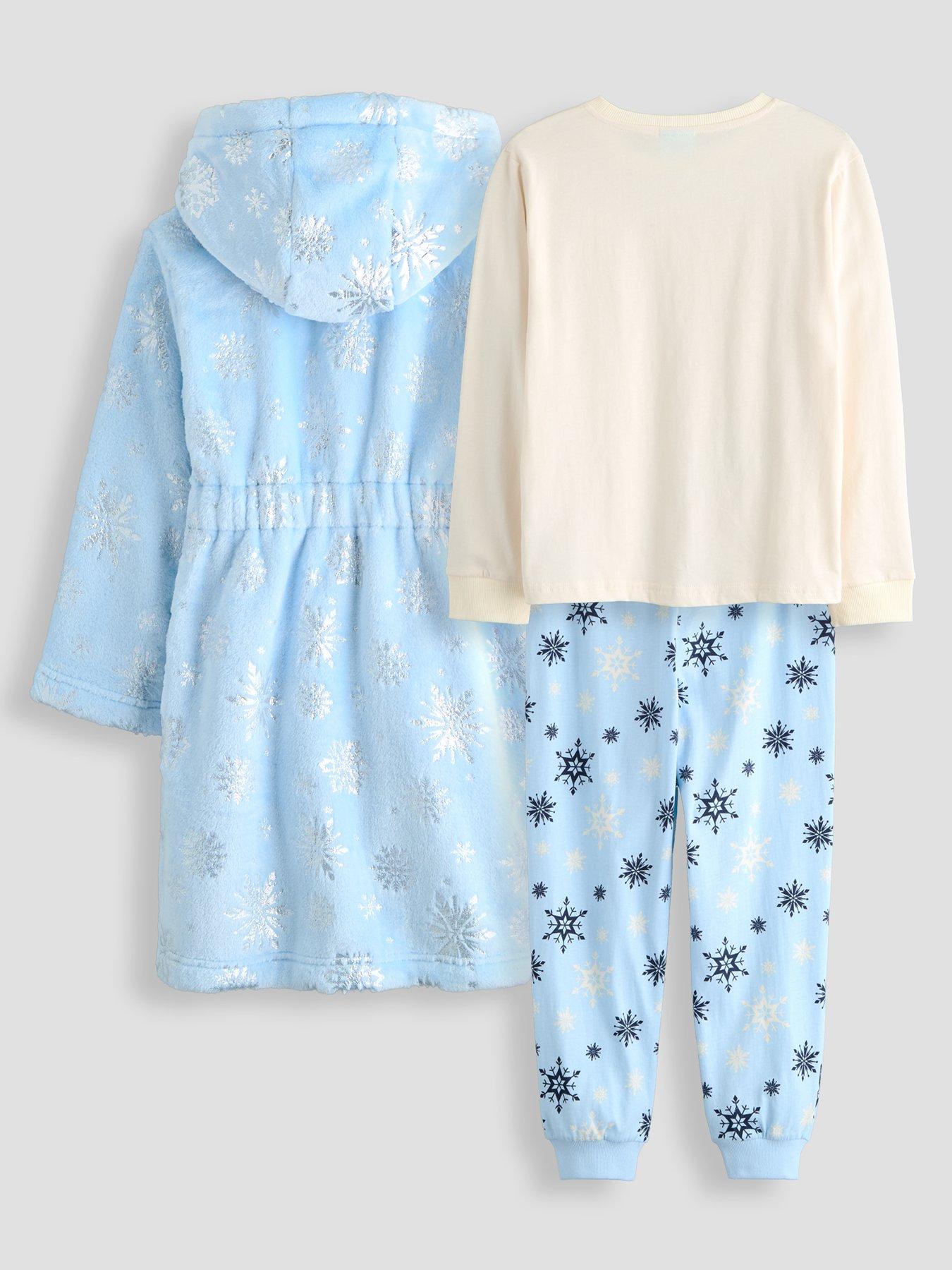Image 2 of 6 of The Very Collection Girls Disney Frozen 3pc Fleece Dressing Gown Pyjamas Set - Blue