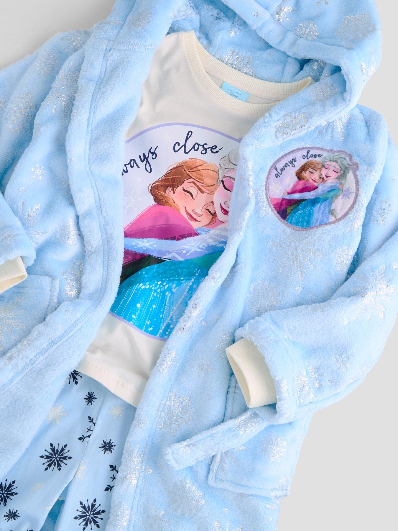 Image 5 of 6 of The Very Collection Girls Disney Frozen 3pc Fleece Dressing Gown Pyjamas Set - Blue