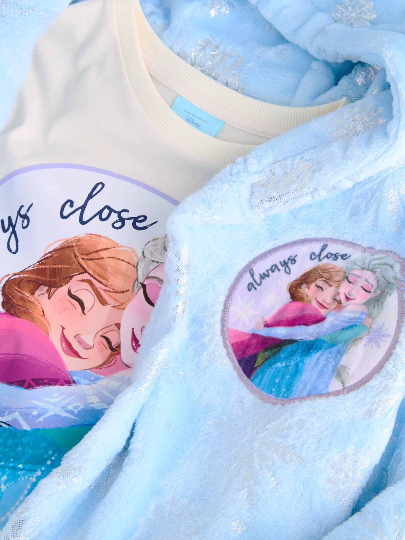 Image 6 of 6 of The Very Collection Girls Disney Frozen 3pc Fleece Dressing Gown Pyjamas Set - Blue