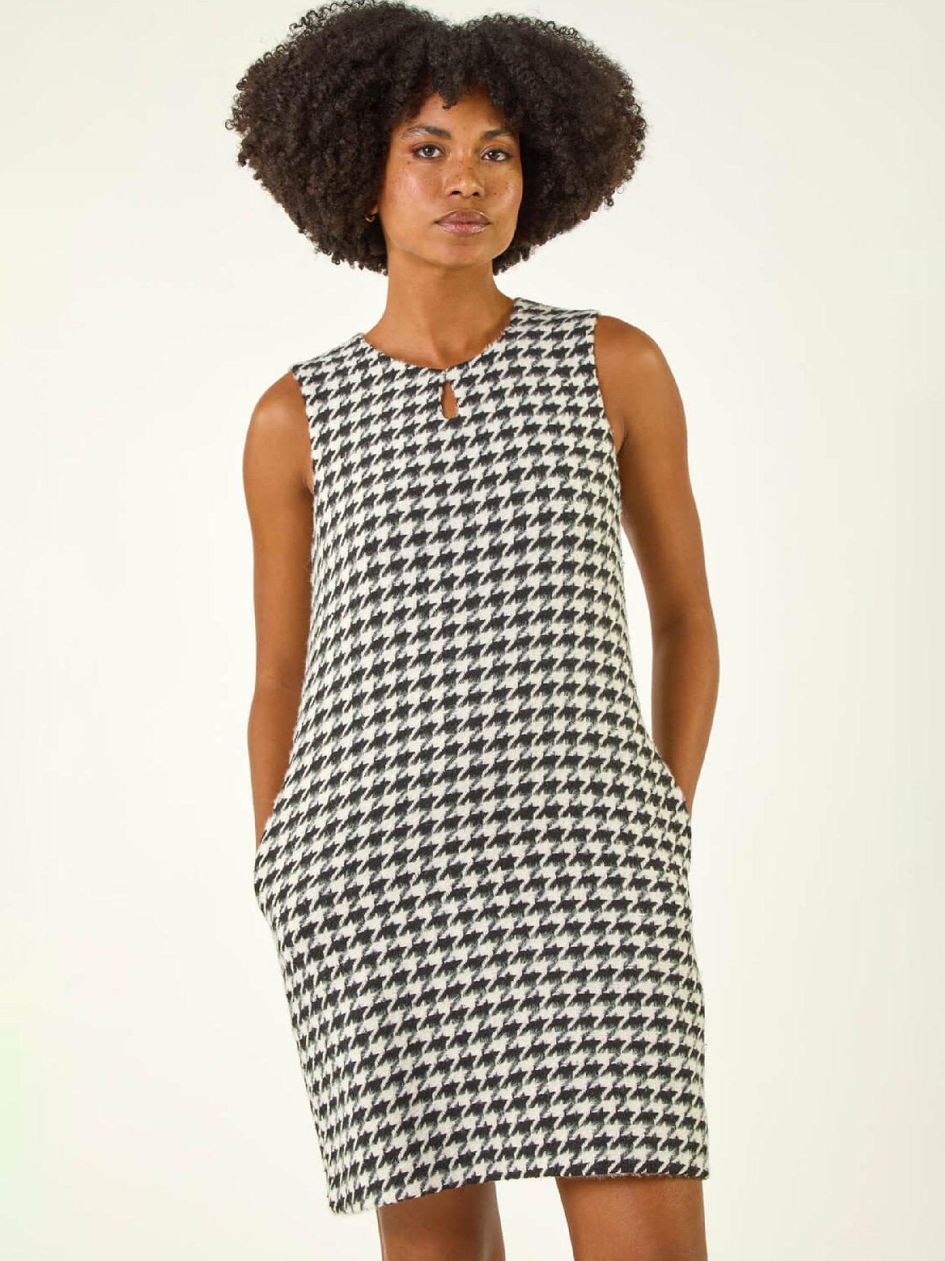 Image 1 of 5 of Roman Houndstooth Keyhole Pinafore Dress