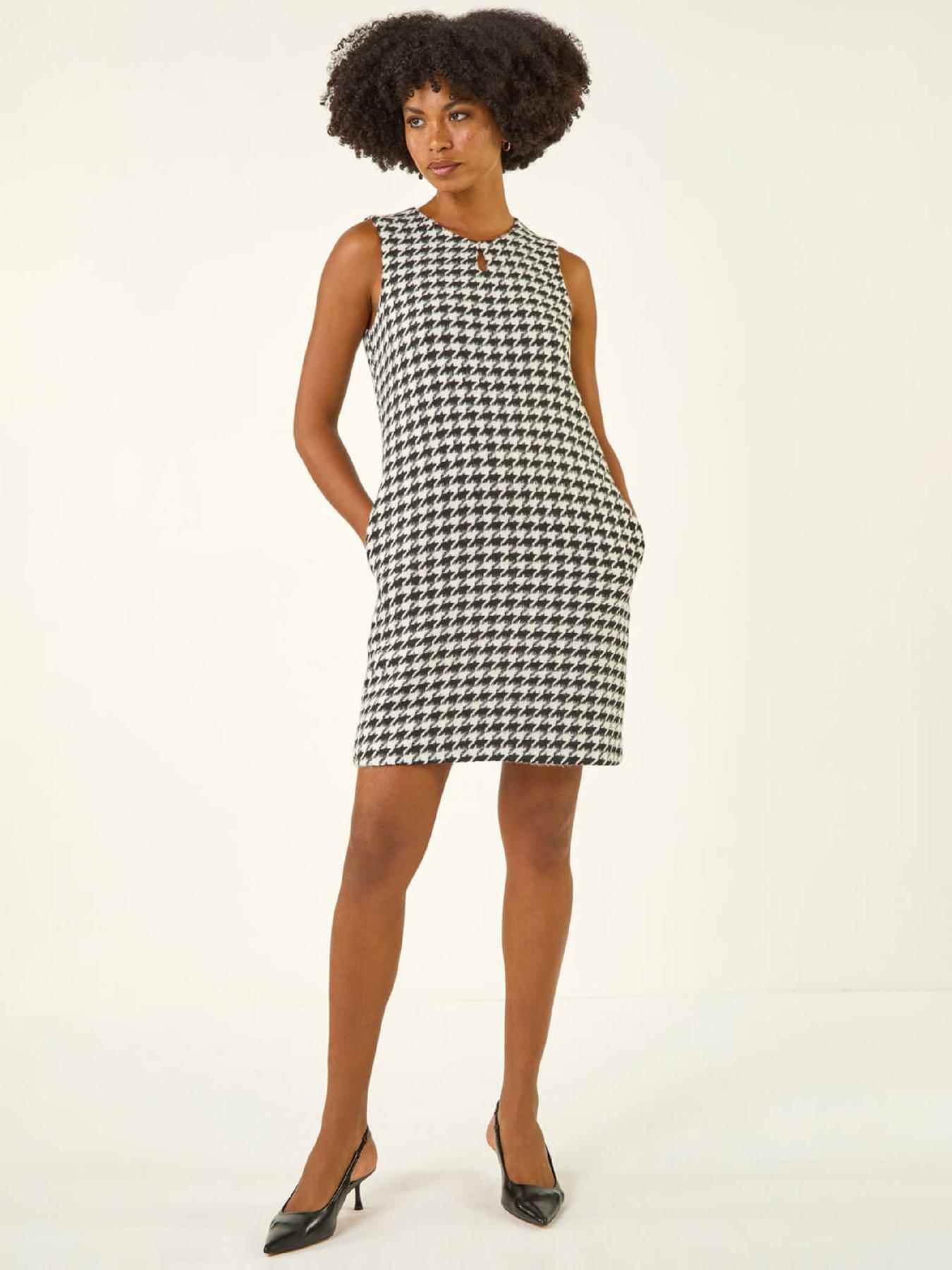 Image 3 of 5 of Roman Houndstooth Keyhole Pinafore Dress