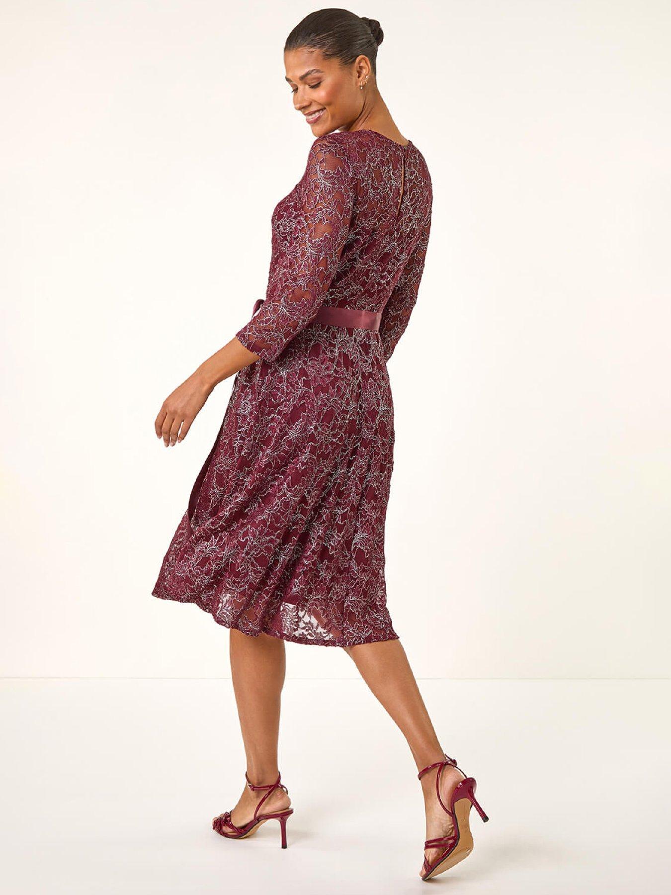 Image 2 of 5 of Roman Metallic Lace Stretch Dress