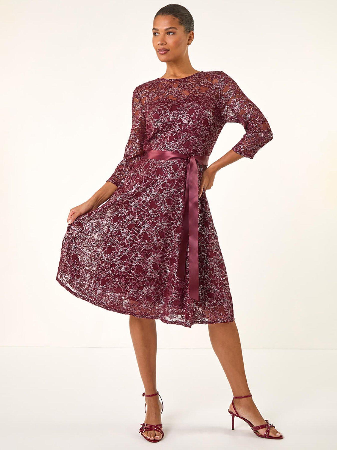 Image 3 of 5 of Roman Metallic Lace Stretch Dress