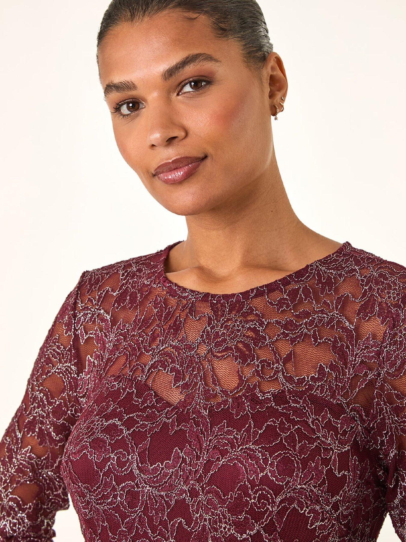 Image 4 of 5 of Roman Metallic Lace Stretch Dress