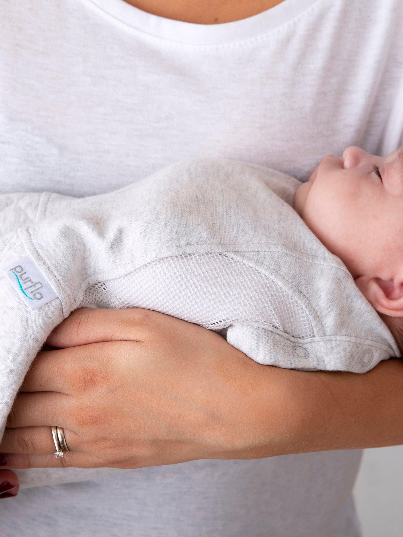 PurFlo Swaddle To Sleep Bag, 2.5 Tog, 0-4 m, All Seasons - Minimal Grey