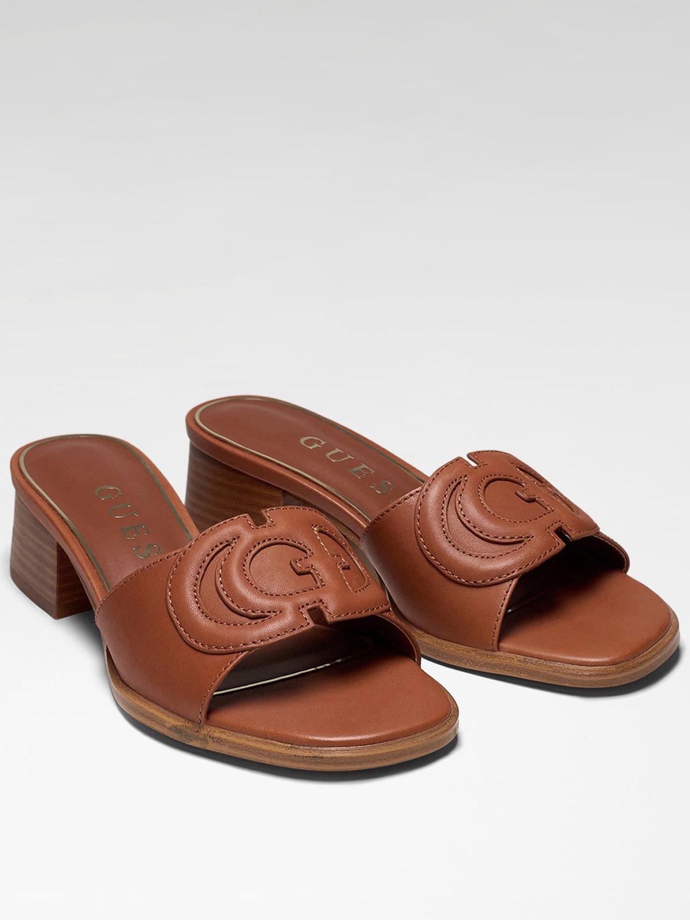 Image 1 of 4 of Guess Cerina Heeled Sandals - Brown