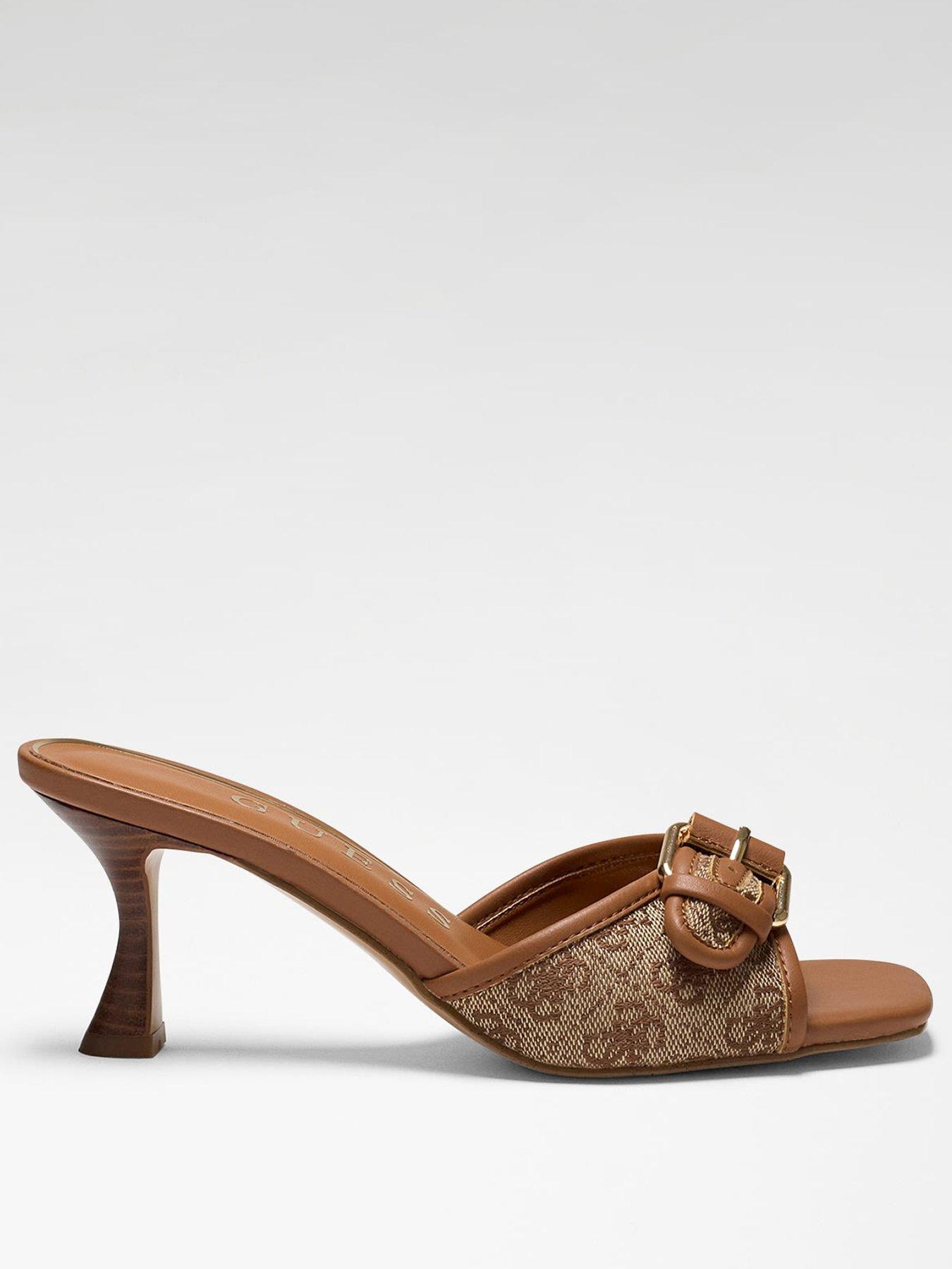 Image 2 of 4 of Guess Dista Slip On Heeled Sandal - Beige