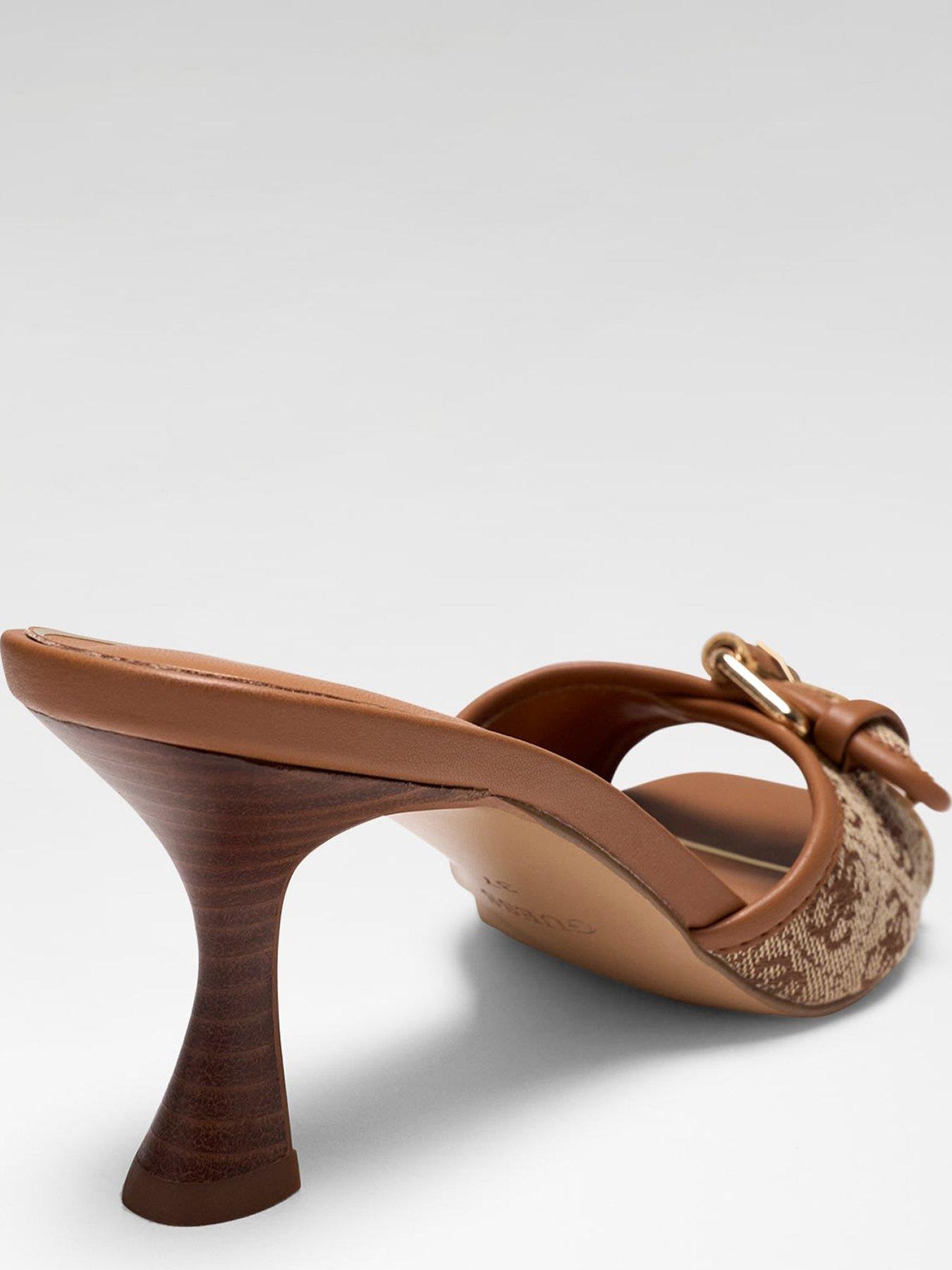 Image 4 of 4 of Guess Dista Slip On Heeled Sandal - Beige