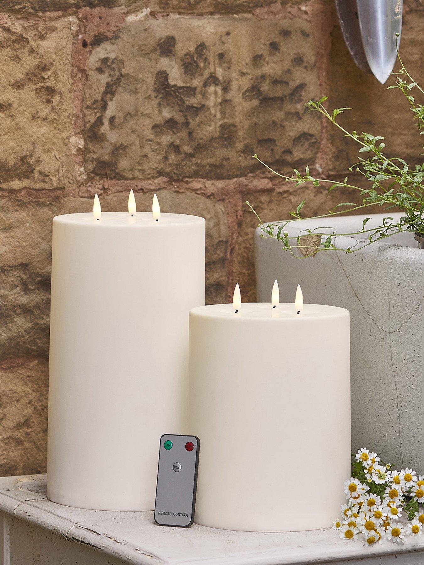 Image 1 of 3 of Lights4Fun TruGlow 3 Wick Waterproof Outdoor Candle 20cm