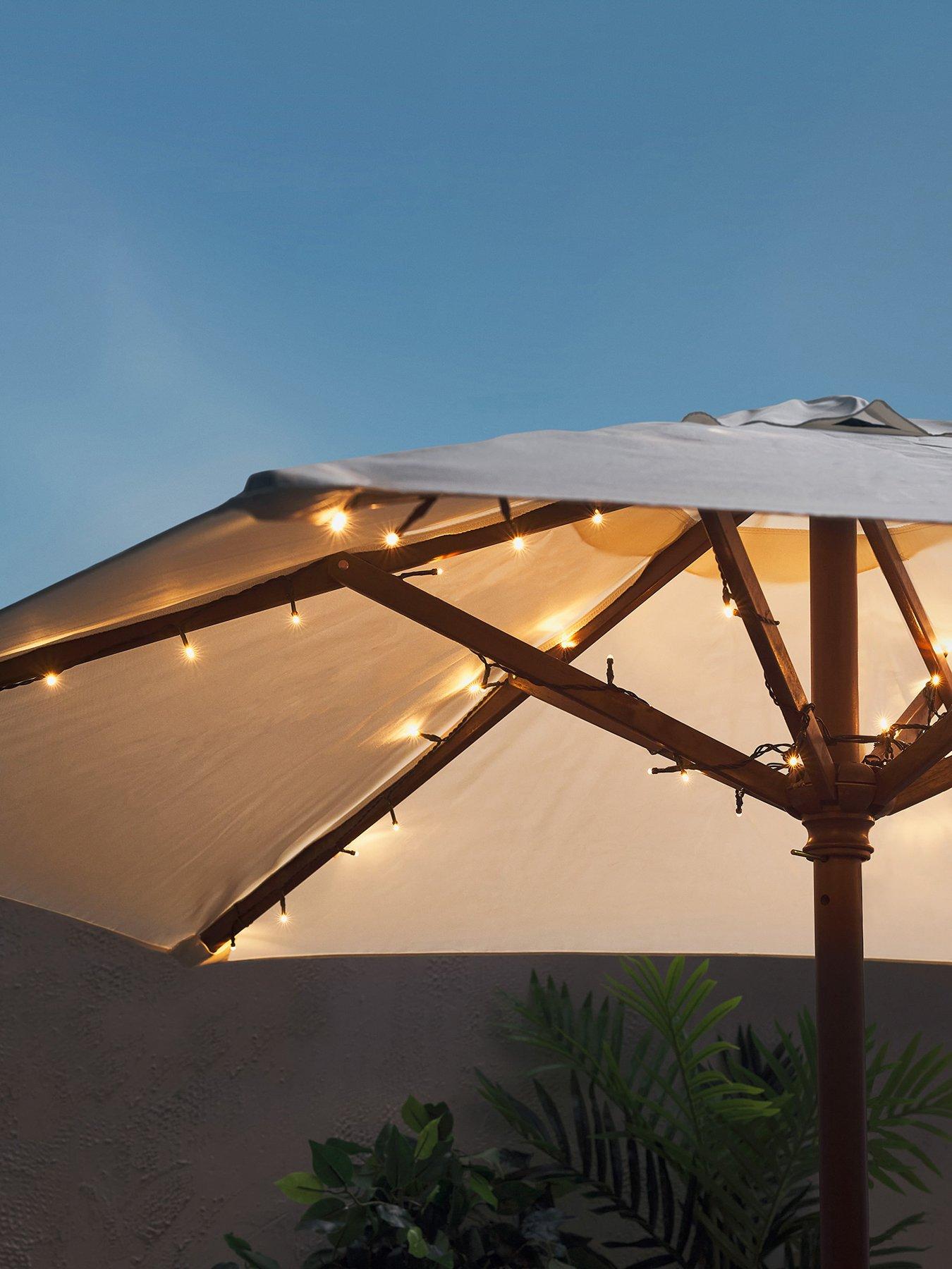 Lights4Fun 80 Warm White LED Battery Operated Parasol Lights