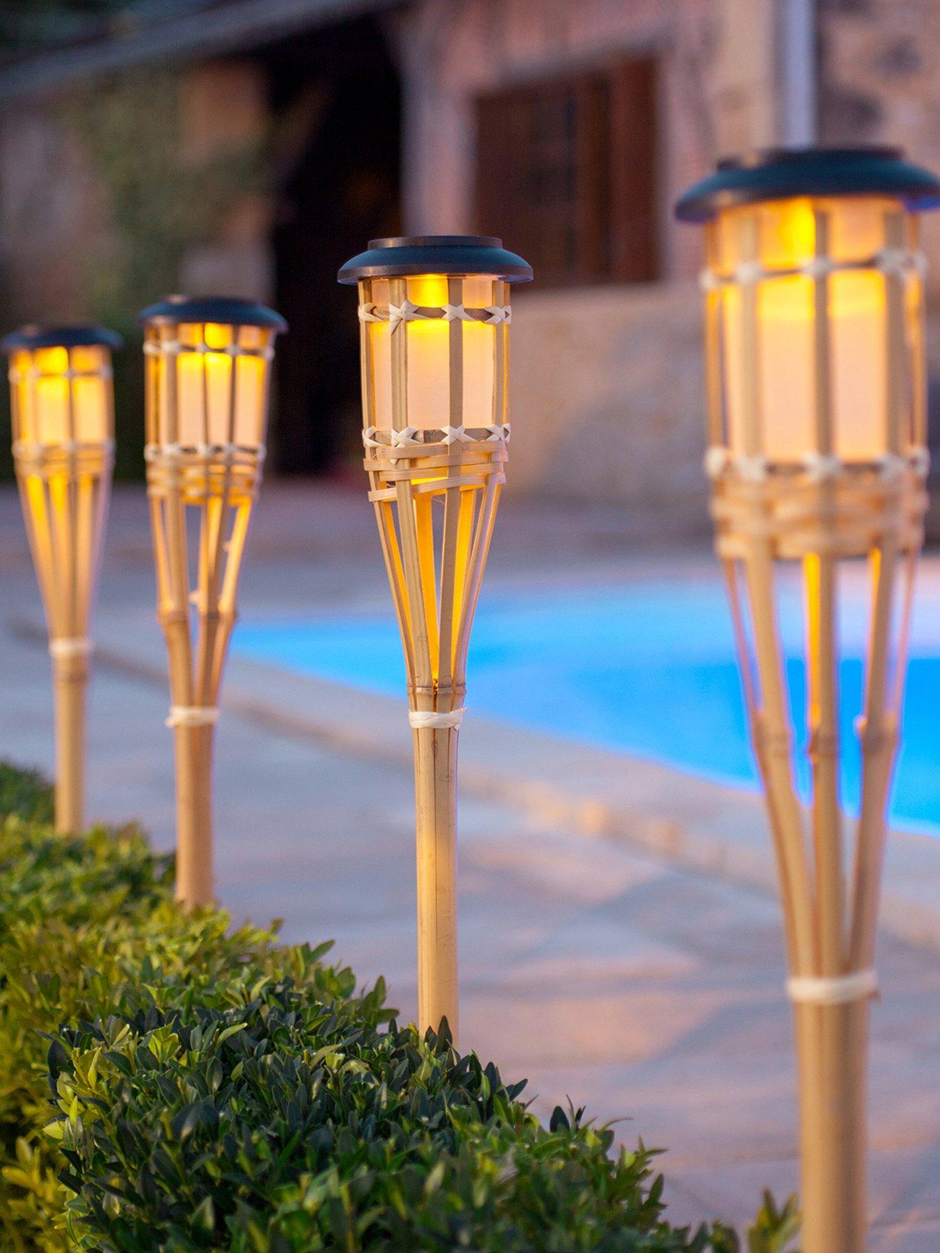 Image 1 of 2 of Lights4Fun 2 Large Solar Bamboo Tiki Garden Torches