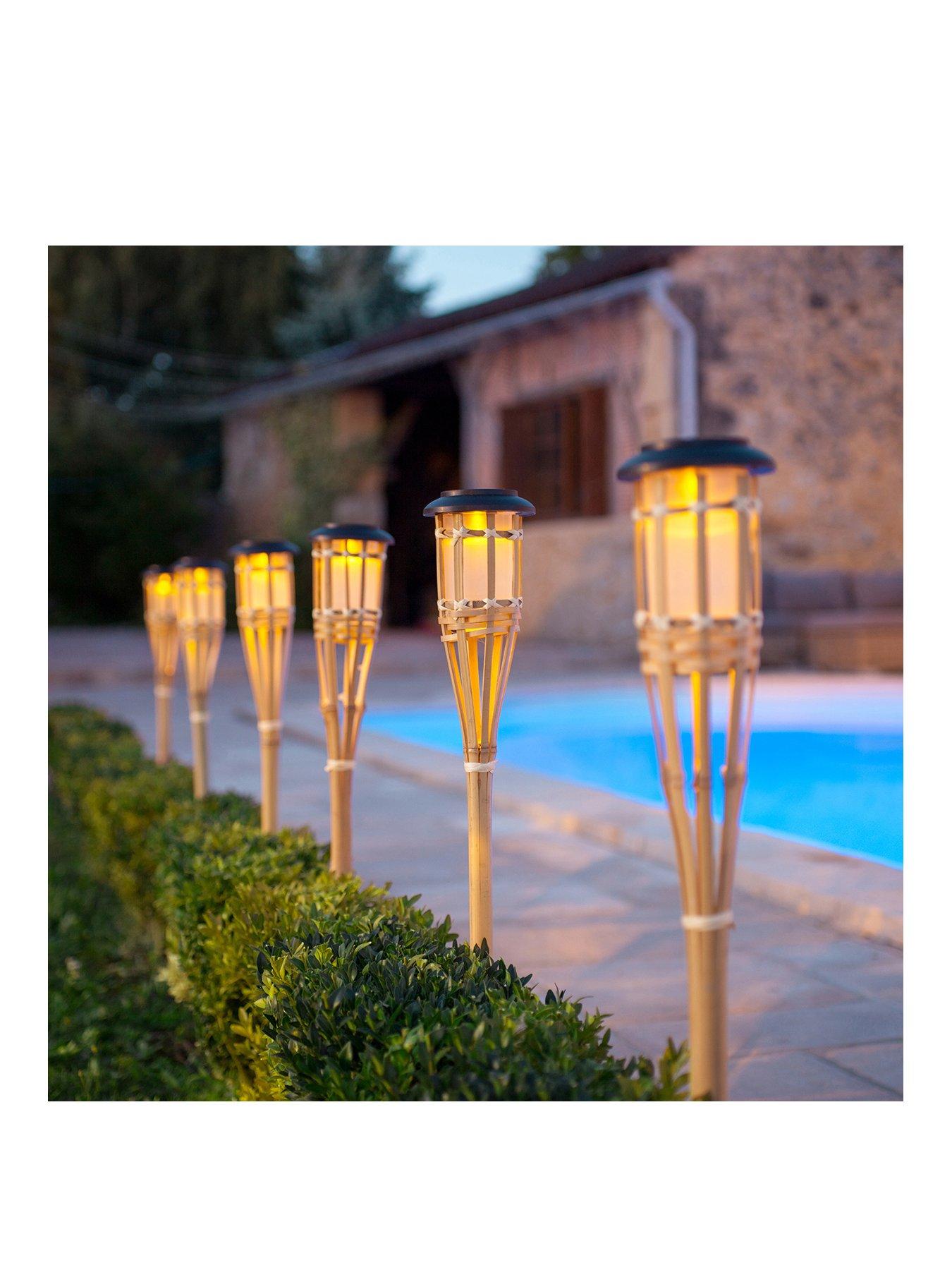 Image 2 of 2 of Lights4Fun 2 Large Solar Bamboo Tiki Garden Torches