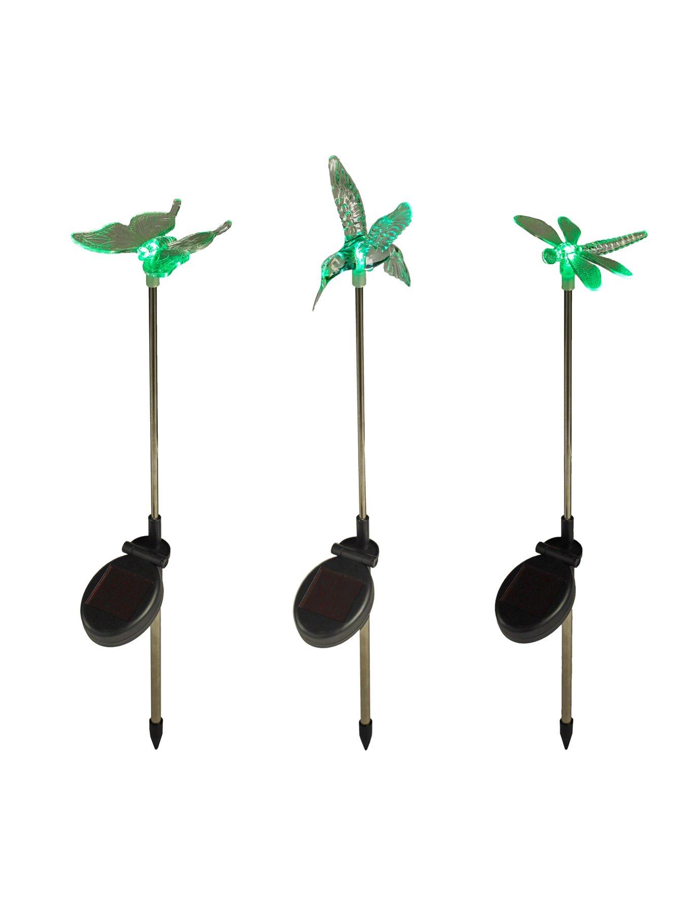 Lights4Fun 3 Butterfly, Dragonfly And Bird Solar Stakes | Very