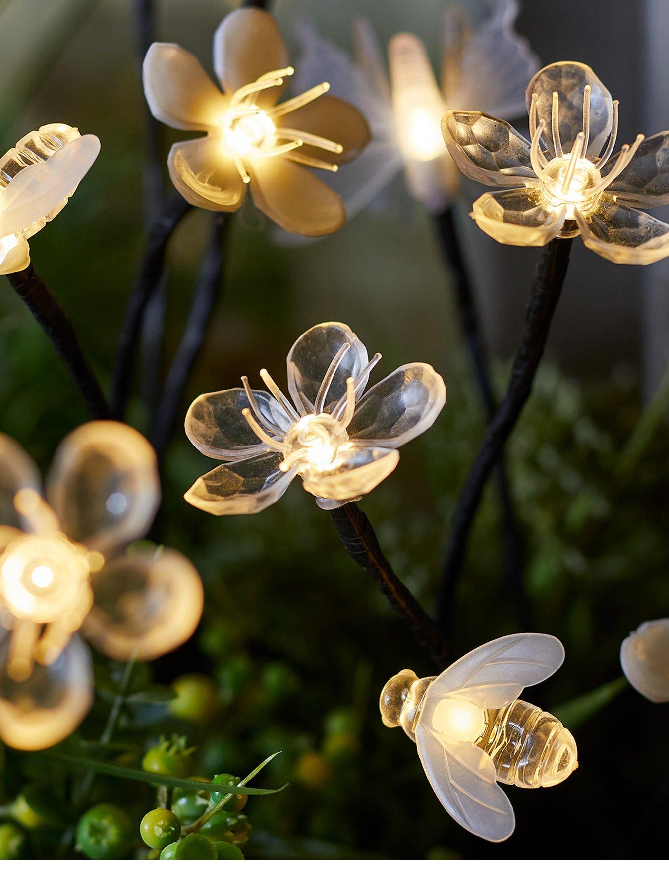 Image 2 of 2 of Lights4Fun Warm White Solar Flower/Bee/Butterfly Stakes
