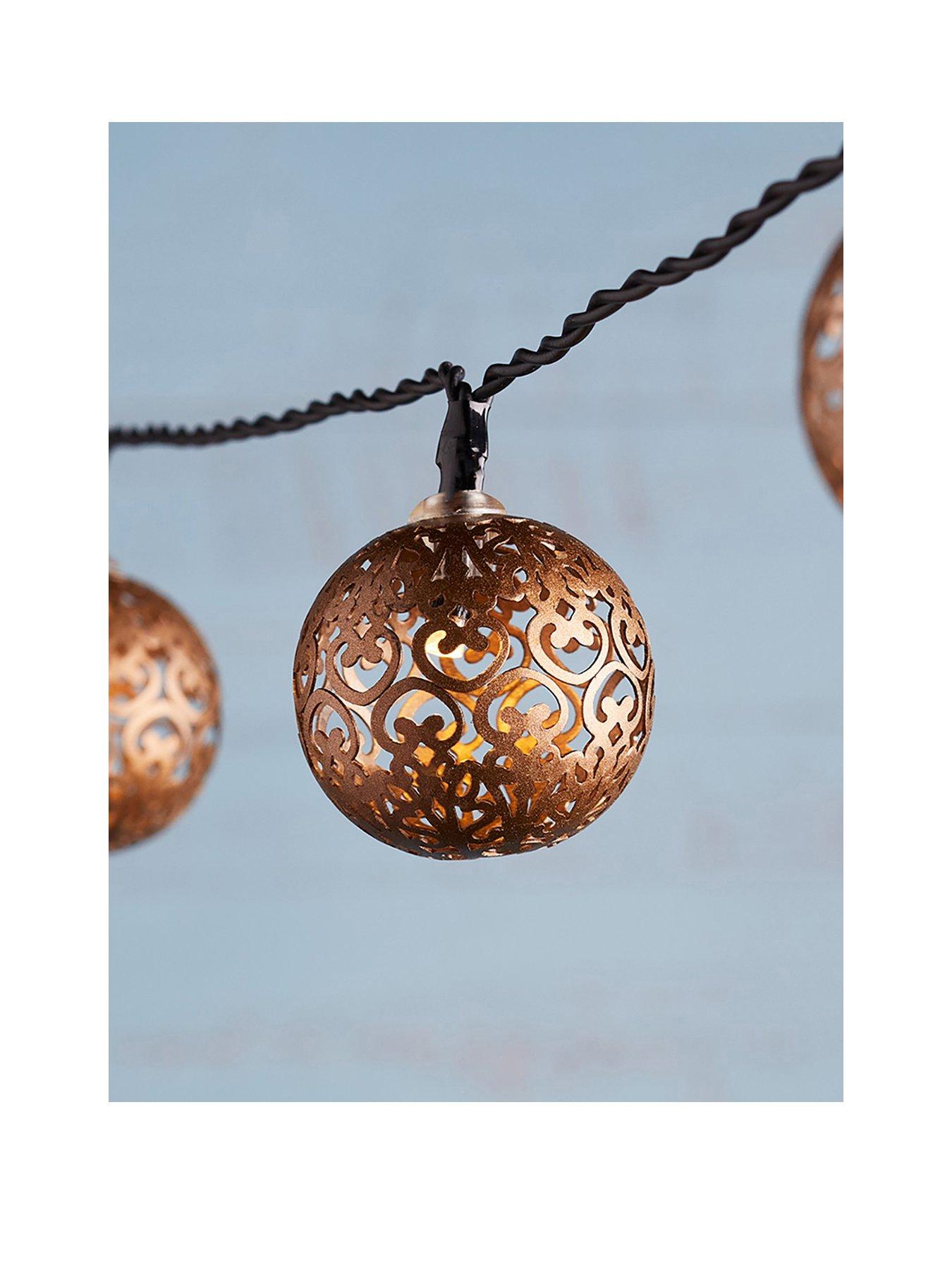 Image 2 of 2 of Lights4Fun 16 Bronze Solar Moroccan Fairy Lights