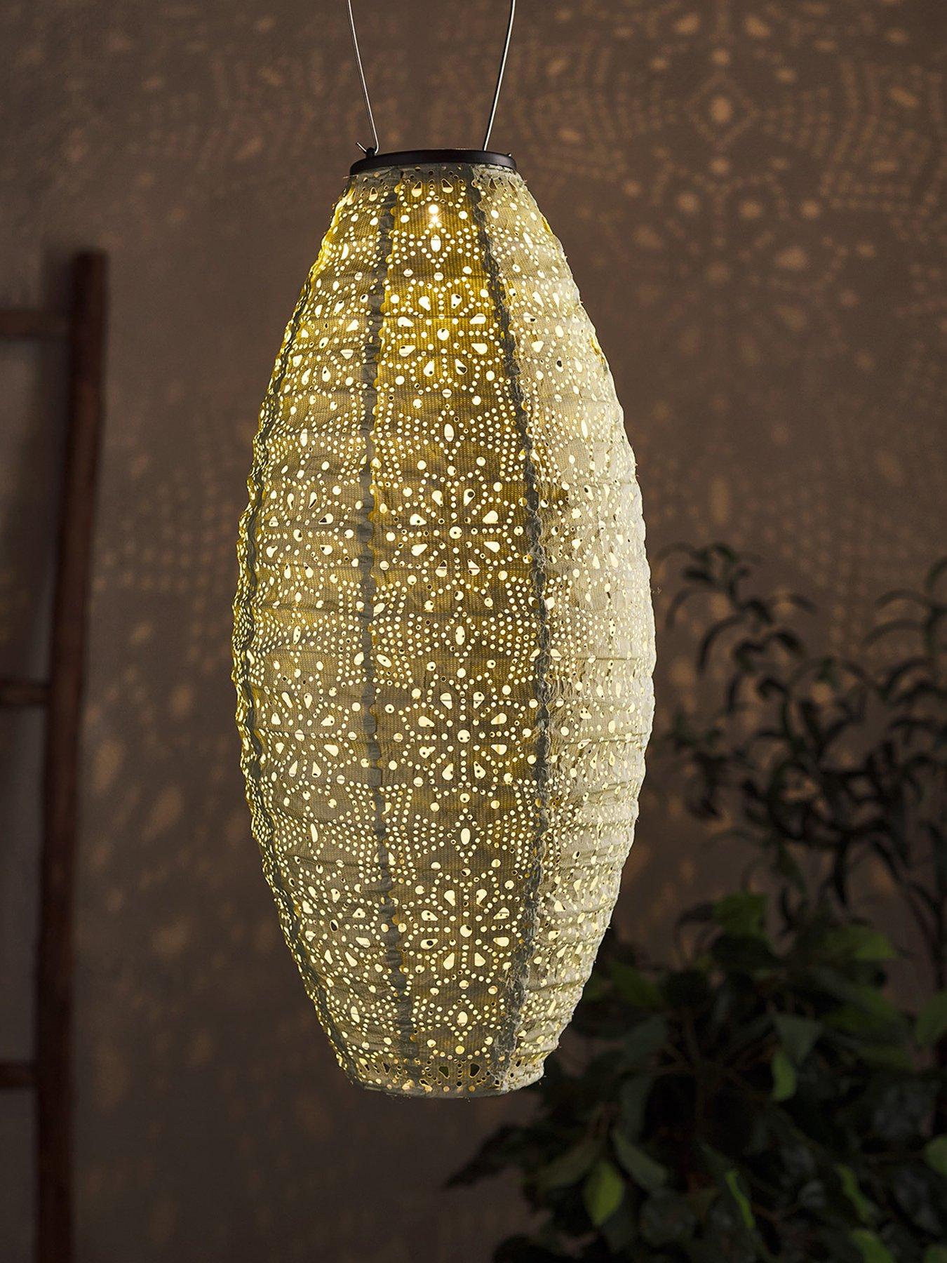 Lights4Fun Tyvek Green Moroccan Hanging Solar Lantern