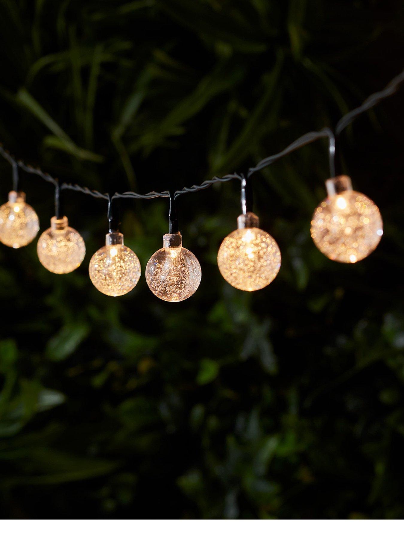 Lights4Fun 40 Warm White Bubble Solar Fairy Lights