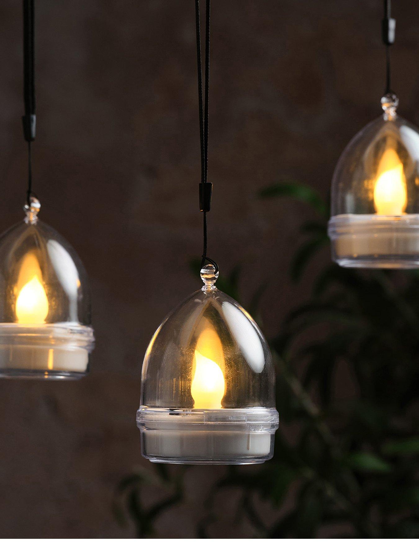 Image 1 of 1 of Lights4Fun 3 Mini LED Flame Solar Hanging Lanterns