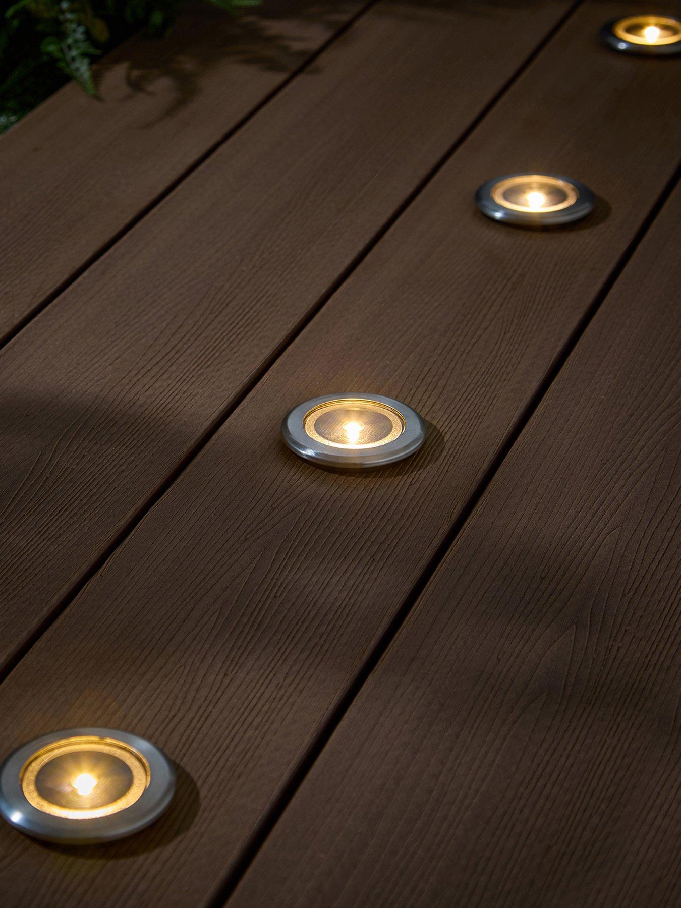 Lights4Fun Set of 4 Solar Decking Spot LIghts