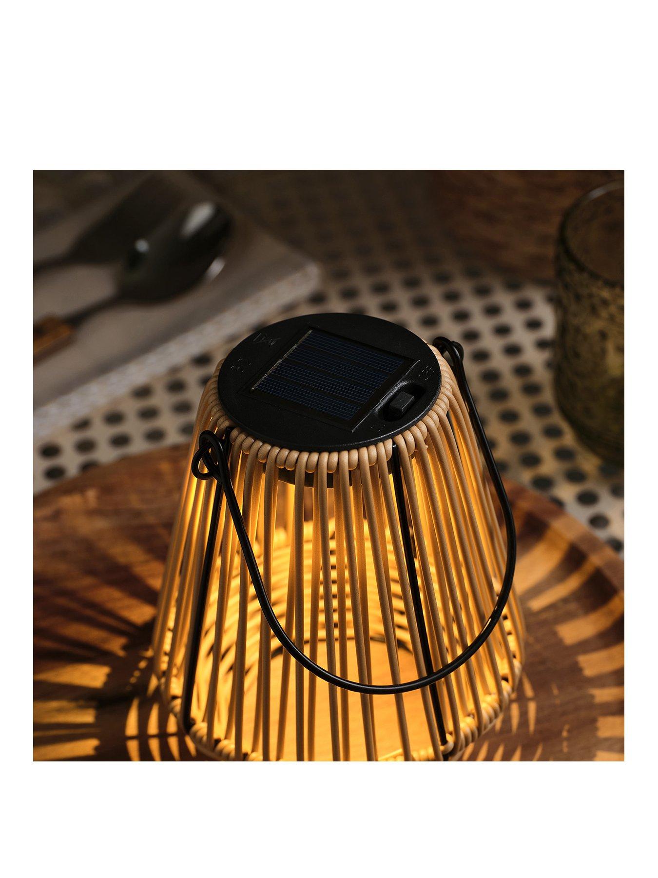 Image 2 of 4 of Lights4Fun Solar Bamboo Table Lantern