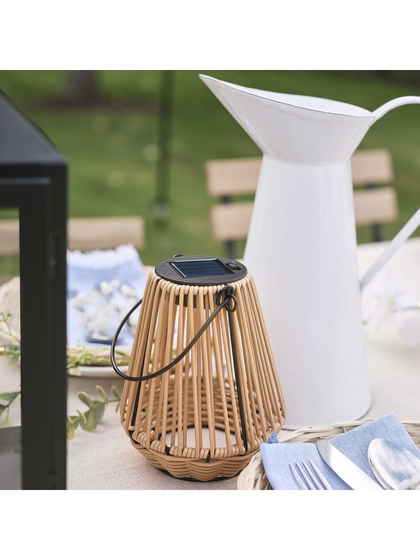 Image 4 of 4 of Lights4Fun Solar Bamboo Table Lantern