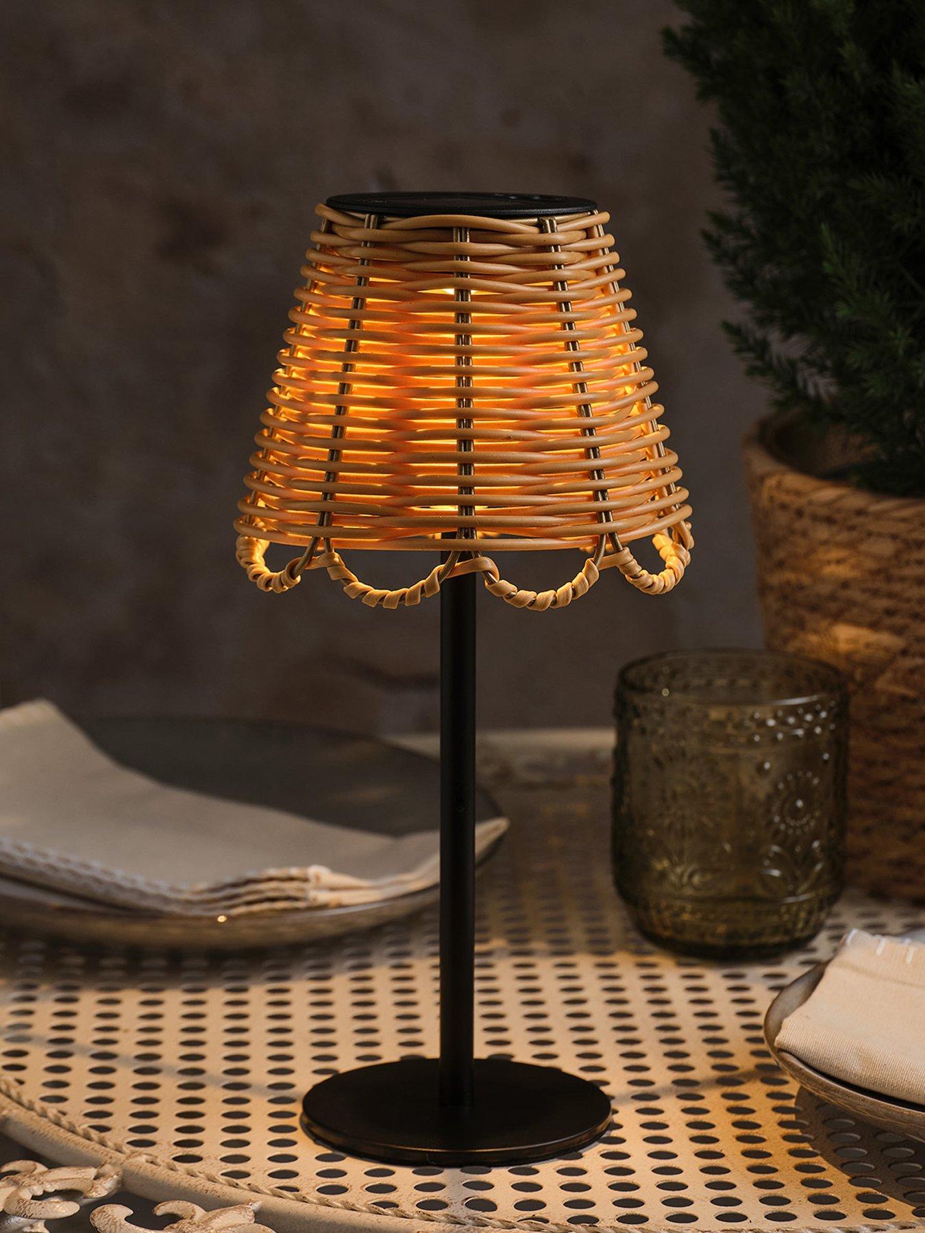 Lights4Fun Bamboo Style Solar Table Lamp
