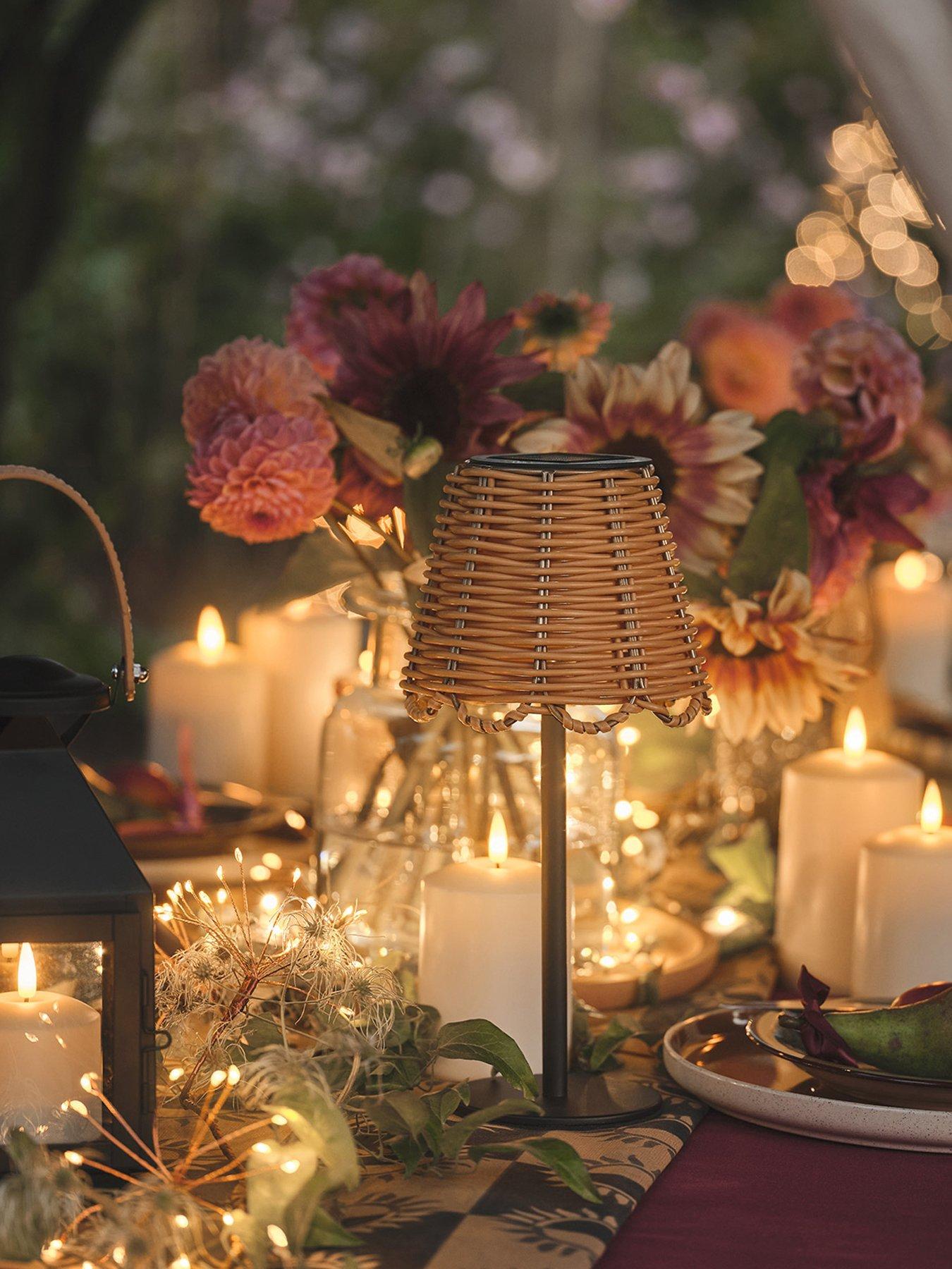 Image 4 of 4 of Lights4Fun Solar Table Lamp Bamboo TBC