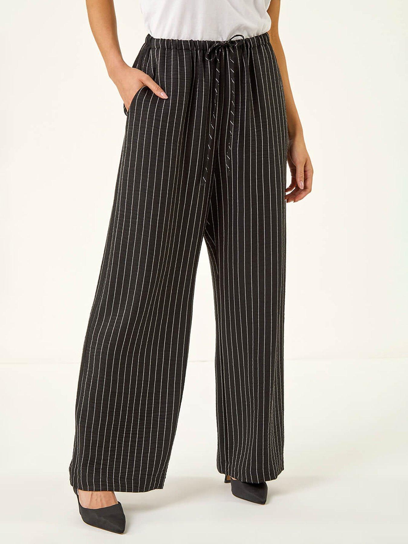 Image 1 of 5 of Roman Petite Stripe Pull On Stretch Trouser