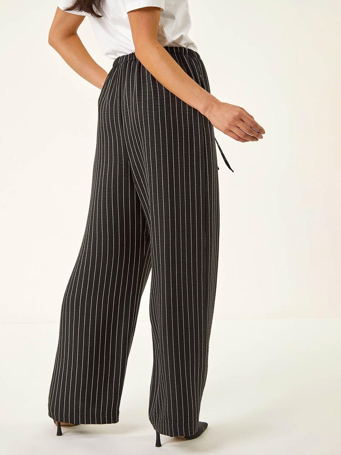 Image 2 of 5 of Roman Petite Stripe Pull On Stretch Trouser