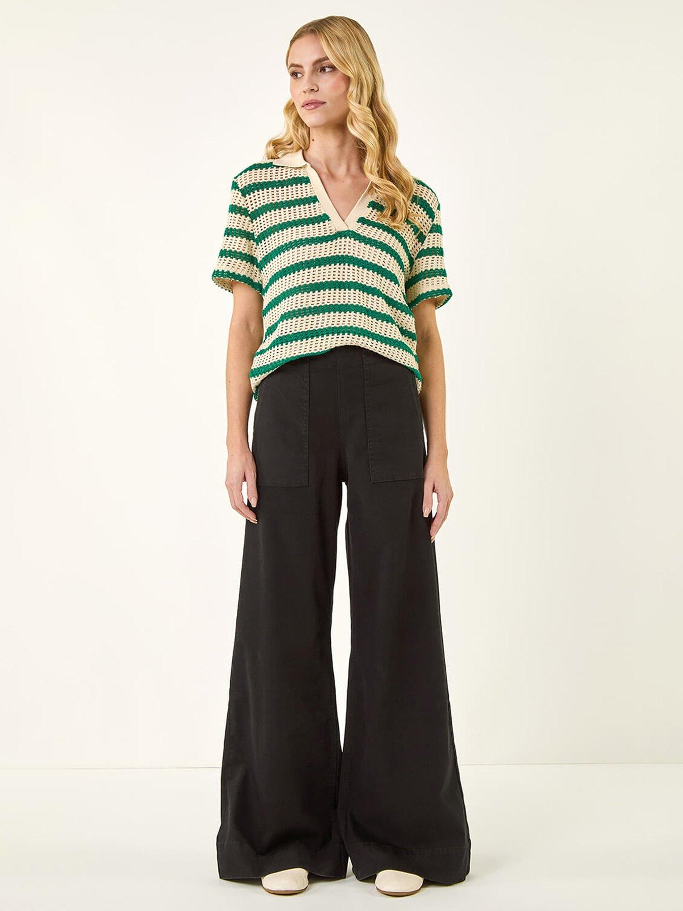 Image 3 of 5 of Roman Cotton Stretch Wide Leg Jean