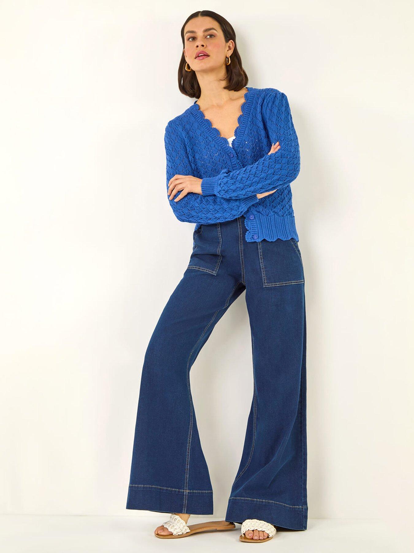 Roman Cotton Stretch Wide Leg Jean