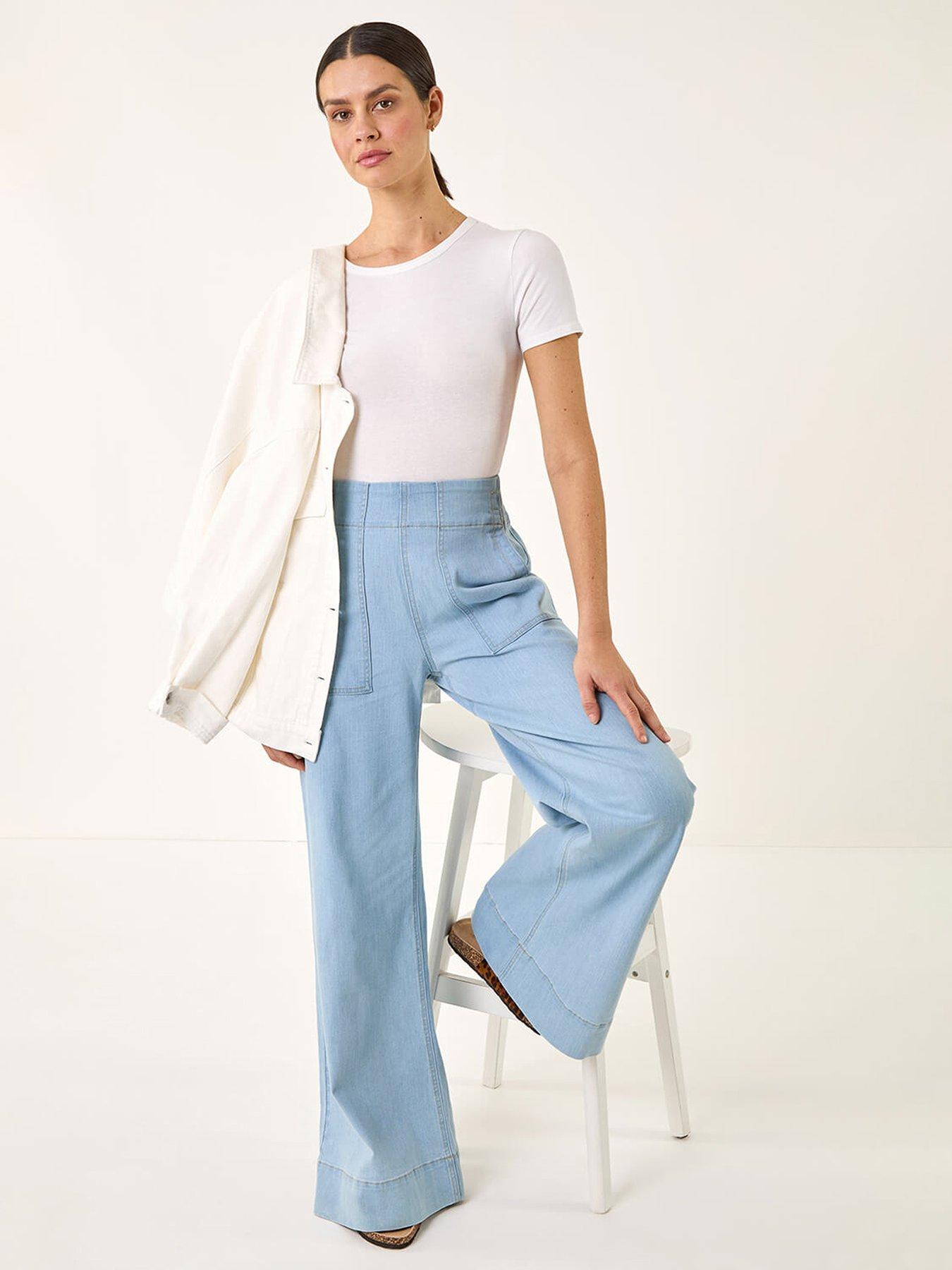 Roman Cotton Stretch Wide Leg Jean