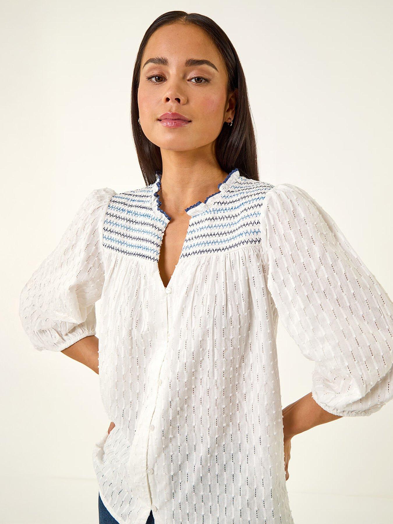 Roman Petite Smock Buttoned Blouse