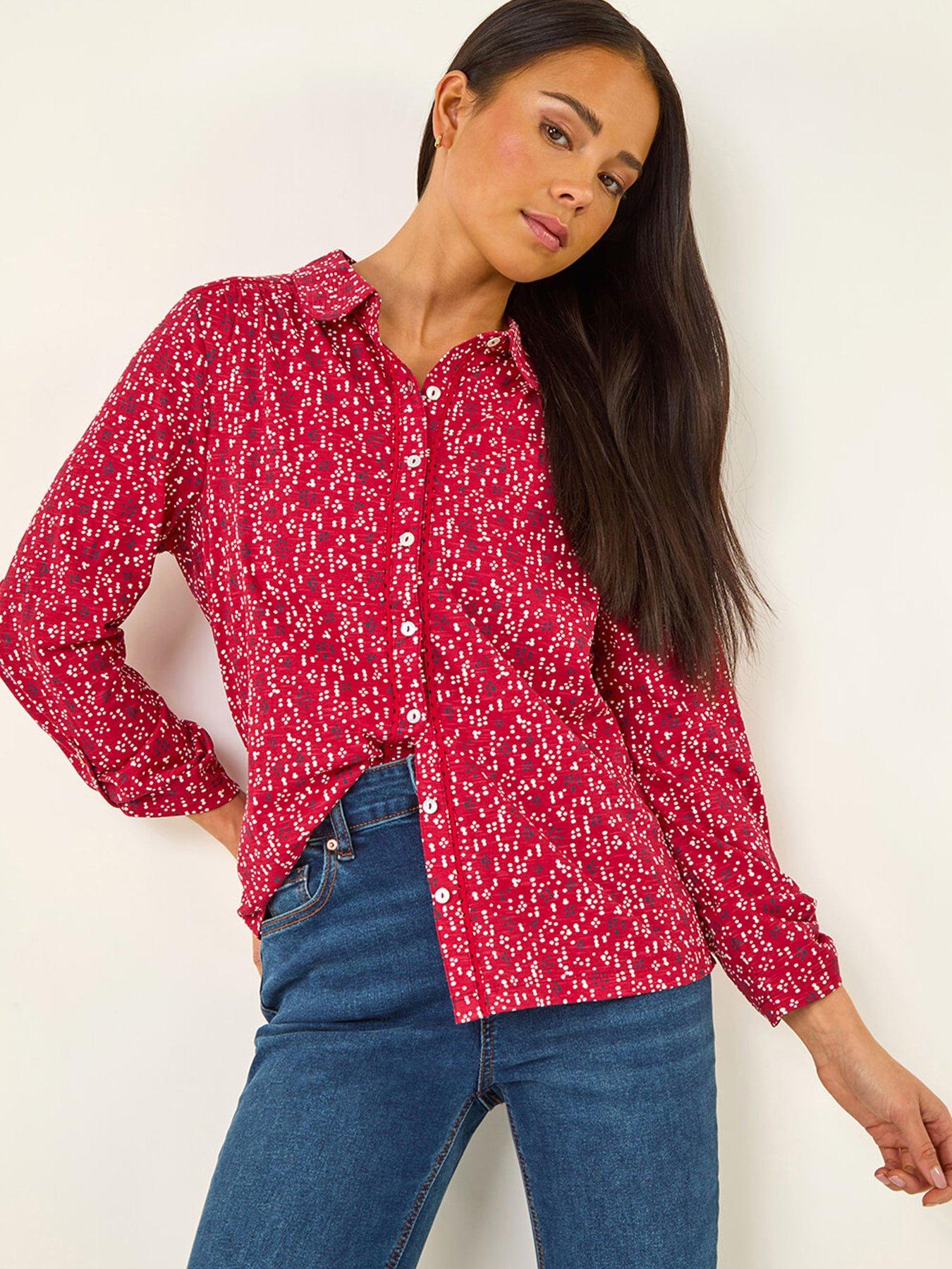 Roman Petite Abstract Spot Stretch Shirt
