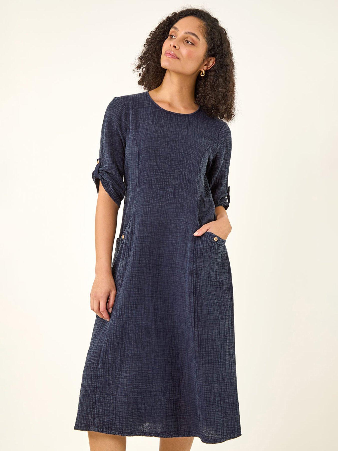 Roman Textured A-line Midi Dress